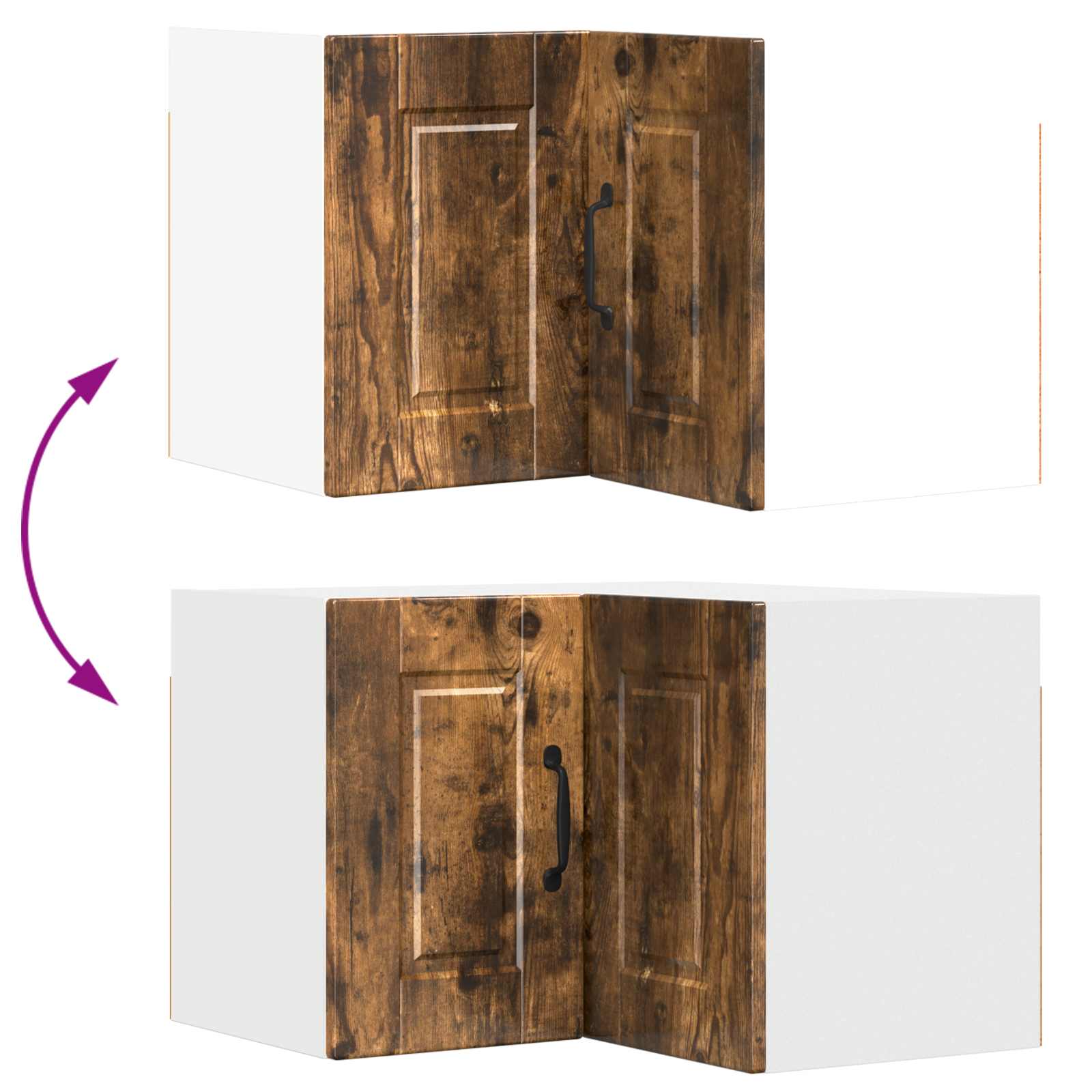 Wand-Eckschrank PORTO Geräucherte Eiche 57 x 57 x 40 cm