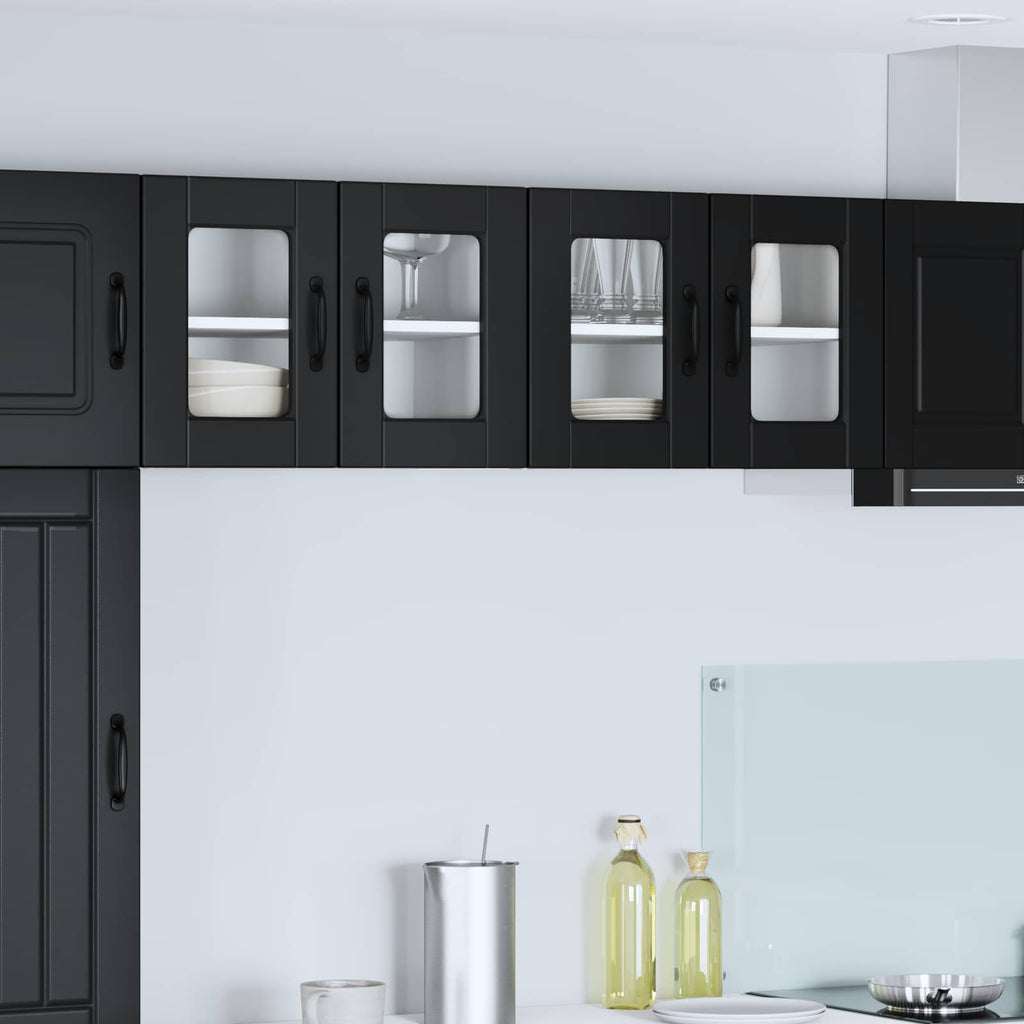 Wandglas-Schrank PORTO 2 pcs Schwarz 60 x 31 x 40 cm