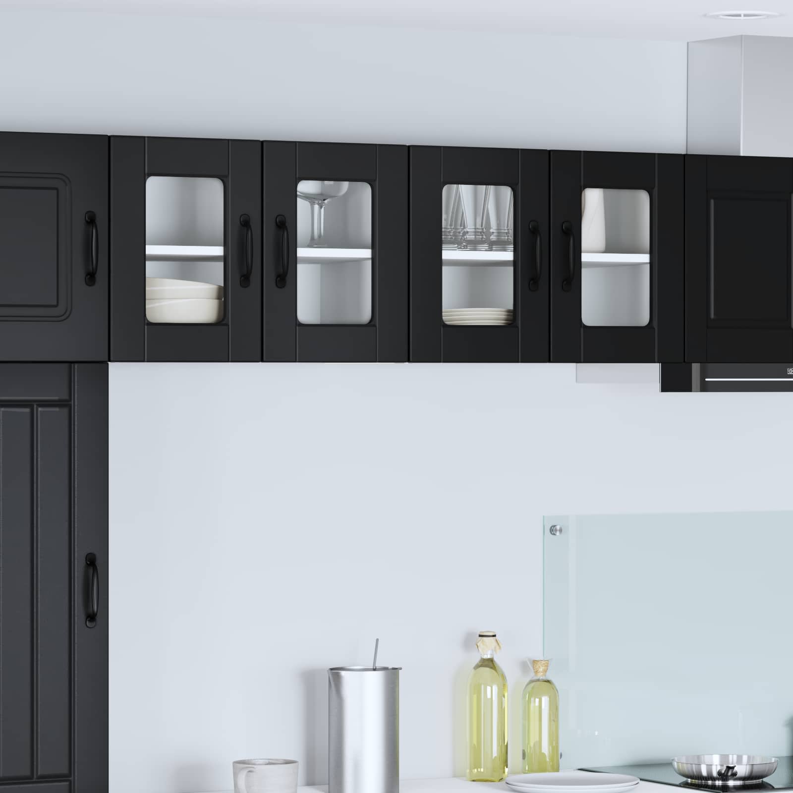 Wandglas-Schrank PORTO 2 pcs Schwarz 60 x 31 x 40 cm