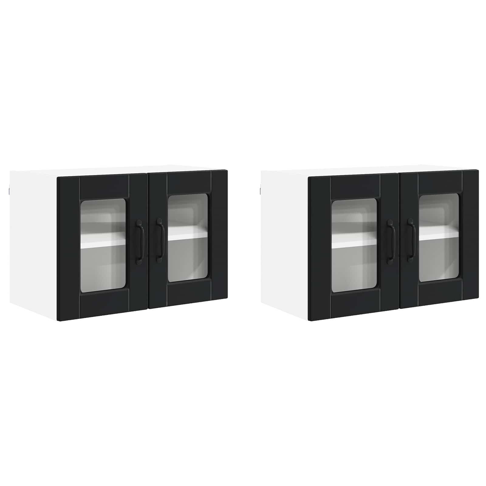 Wandglas-Schrank PORTO 2 pcs Schwarz 60 x 31 x 40 cm