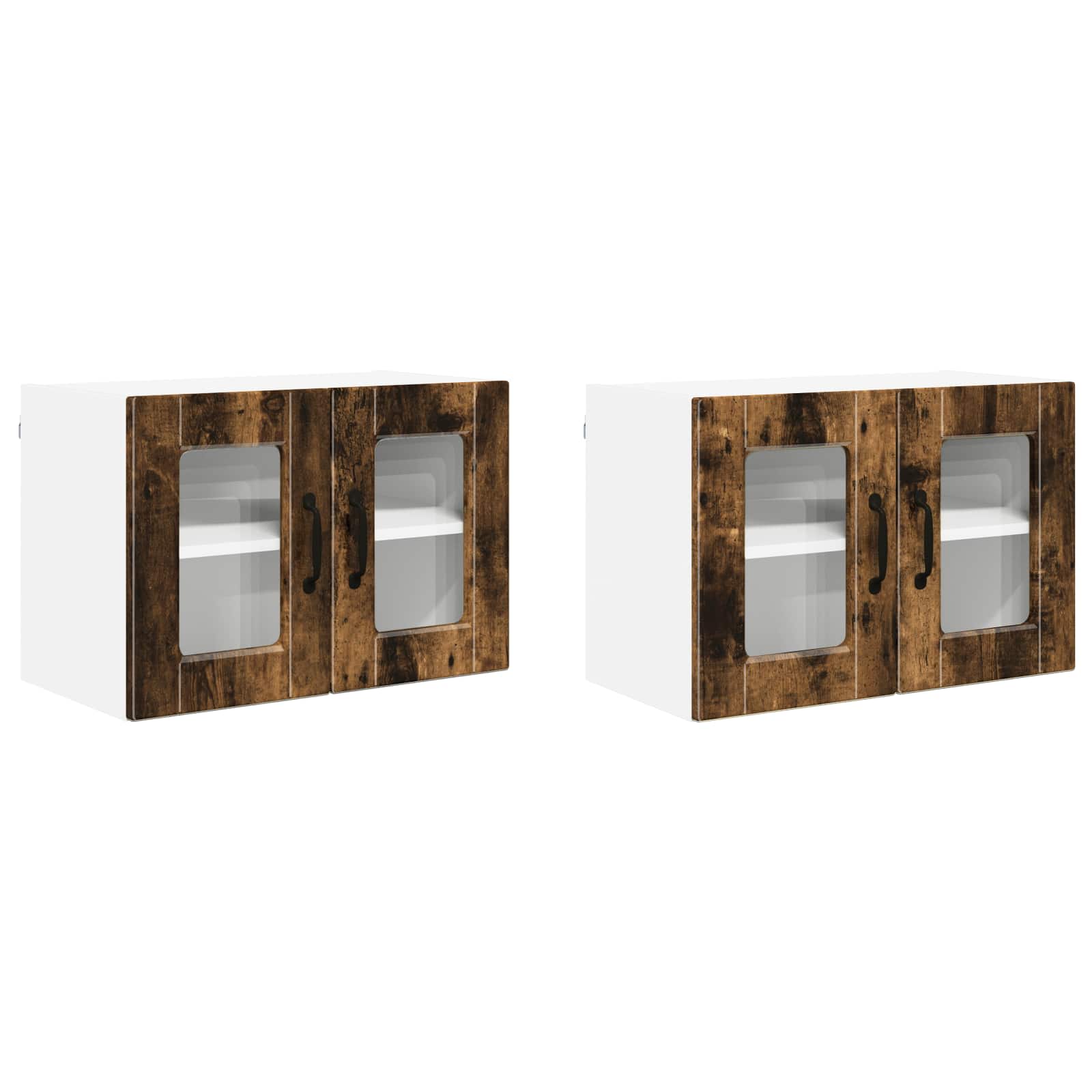 Wandglas-Schrank PORTO 2 pcs Geräucherte Eiche 60 x 31 x 40 cm