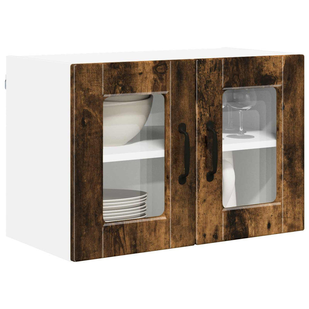 Wandglas-Schrank PORTO 2 pcs Geräucherte Eiche 60 x 31 x 40 cm