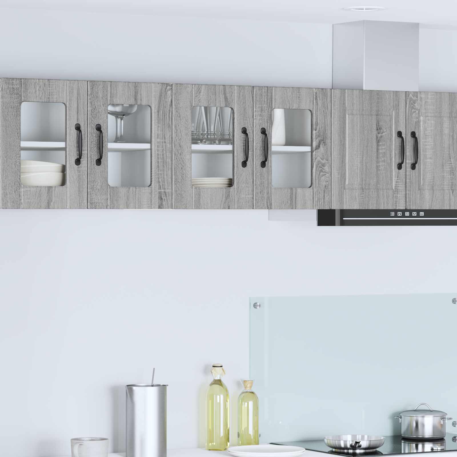 Wandglas-Schrank PORTO Graues Sonoma 60 x 31 x 40 cm