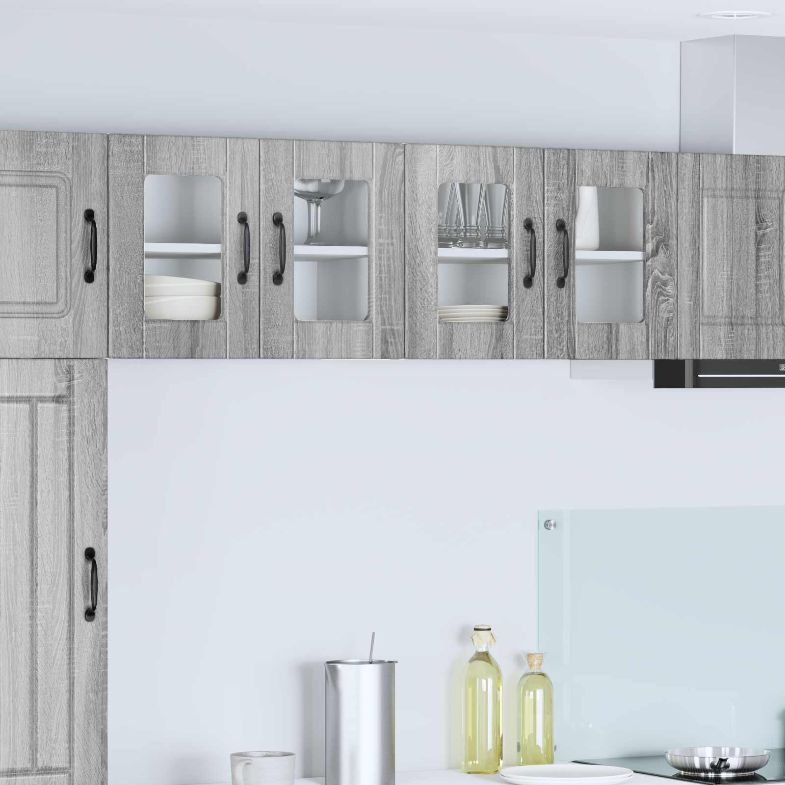 Wandglas-Schrank PORTO 2 pcs Graues Sonoma 60 x 31 x 40 cm