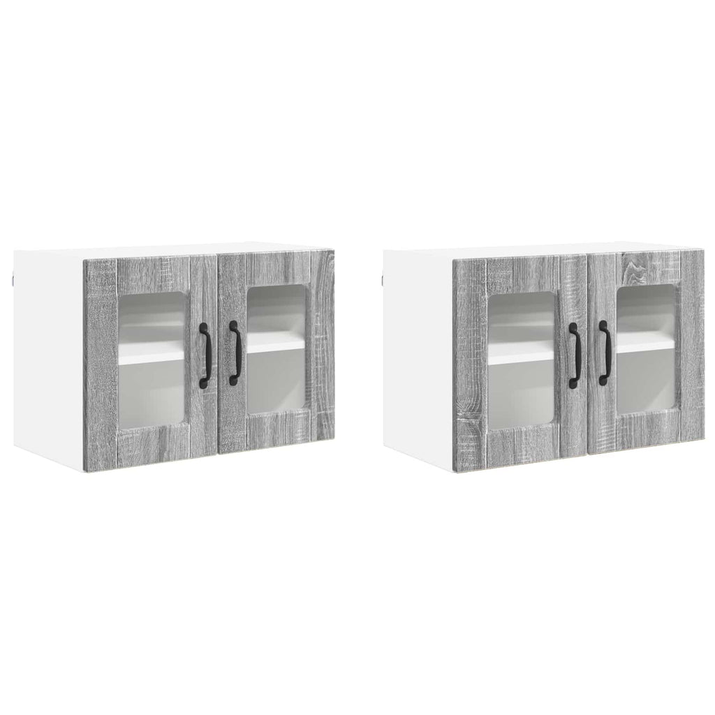 Wandglas-Schrank PORTO 2 pcs Graues Sonoma 60 x 31 x 40 cm