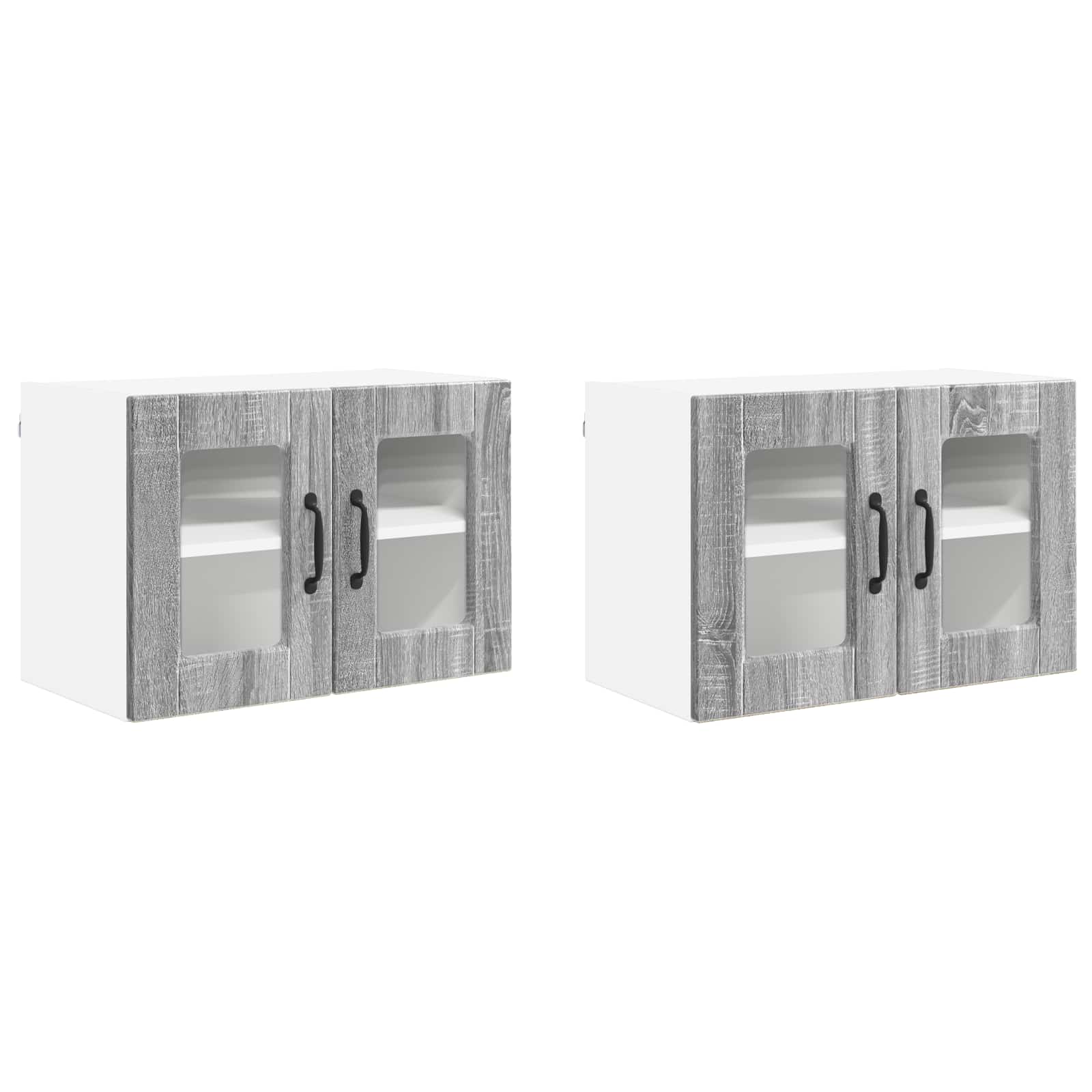 Wandglas-Schrank PORTO 2 pcs Graues Sonoma 60 x 31 x 40 cm