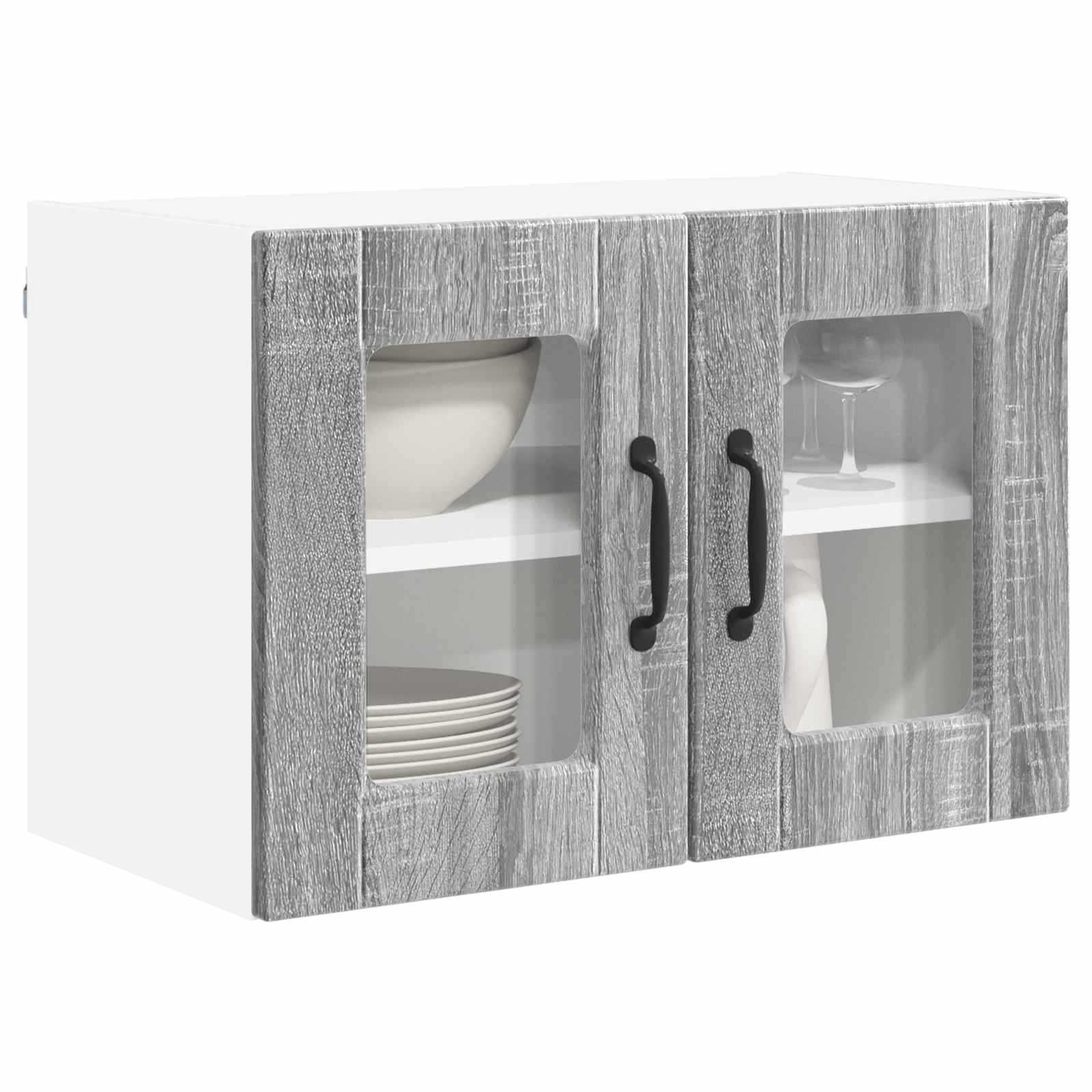 Wandglas-Schrank PORTO 2 pcs Graues Sonoma 60 x 31 x 40 cm