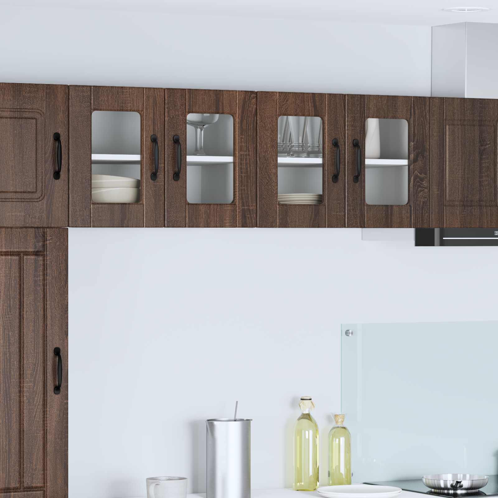 Wandglas-Schrank PORTO 2 pcs Braun Eichen-Optik 60 x 31 x 40 cm