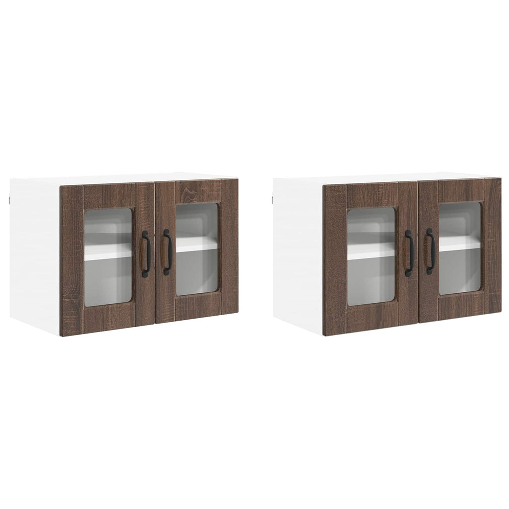 Wandglas-Schrank PORTO 2 pcs Braun Eichen-Optik 60 x 31 x 40 cm