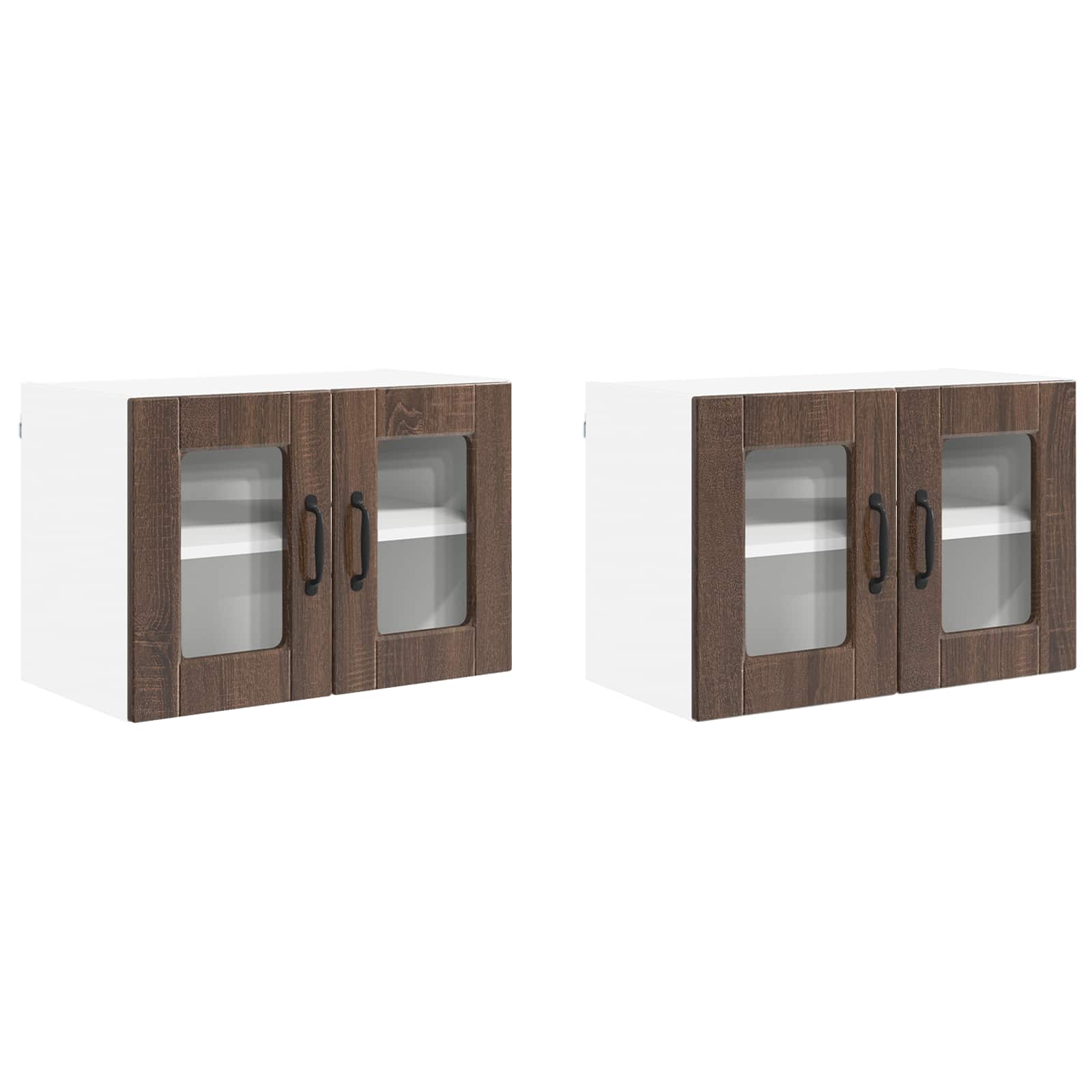Wandglas-Schrank PORTO 2 pcs Braun Eichen-Optik 60 x 31 x 40 cm