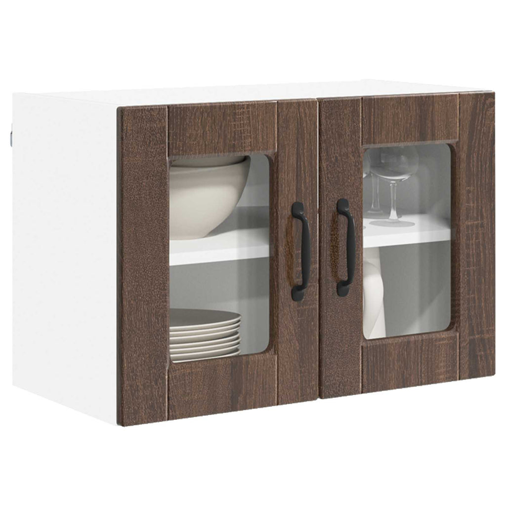 Wandglas-Schrank PORTO 2 pcs Braun Eichen-Optik 60 x 31 x 40 cm
