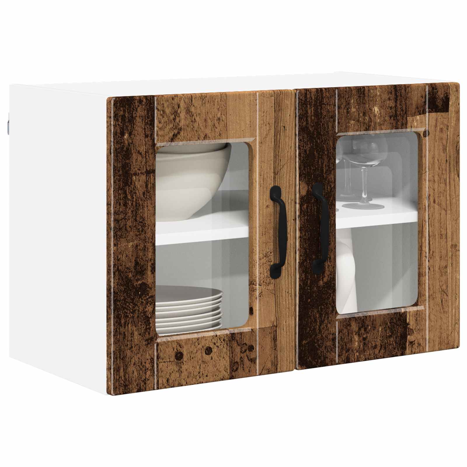 Wandglas-Schrank PORTO Altholz 60 x 31 x 40 cm Holzwerkstoff
