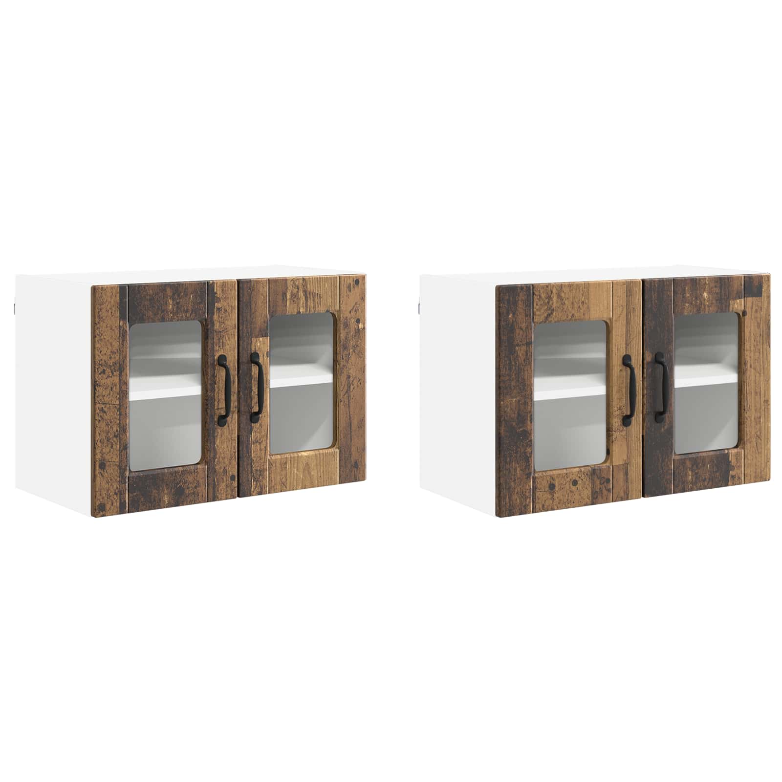 Wandglas-Schrank PORTO 2 pcs Altholz 60 x 31 x 40 cm