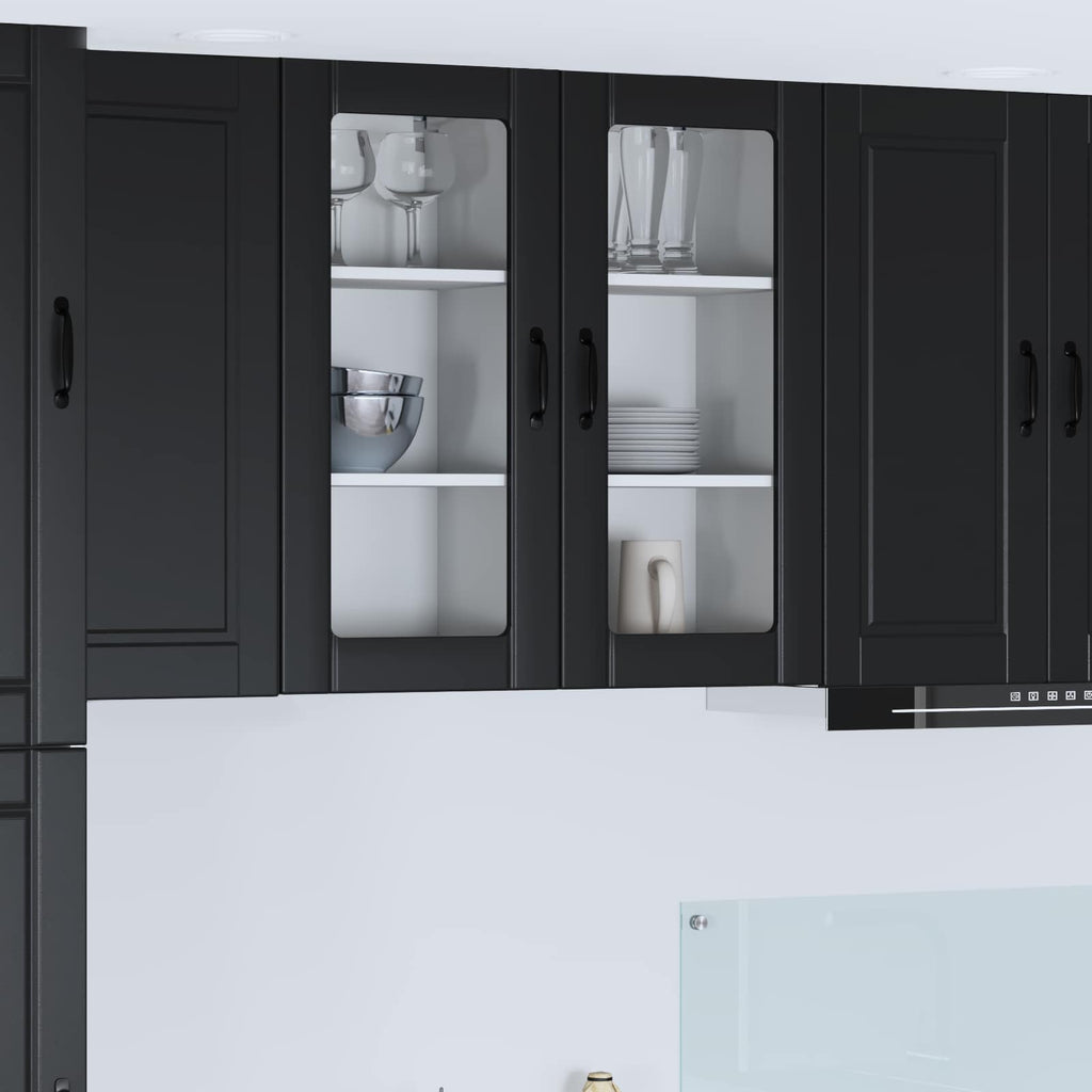Wandglas-Schrank PORTO Schwarz 40 x 31 x 80 cm Holzwerkstoff