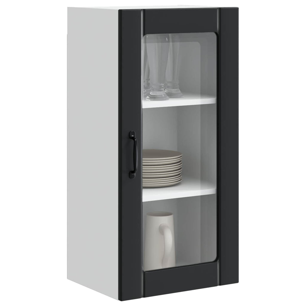 Wandglas-Schrank PORTO Schwarz 40 x 31 x 80 cm Holzwerkstoff