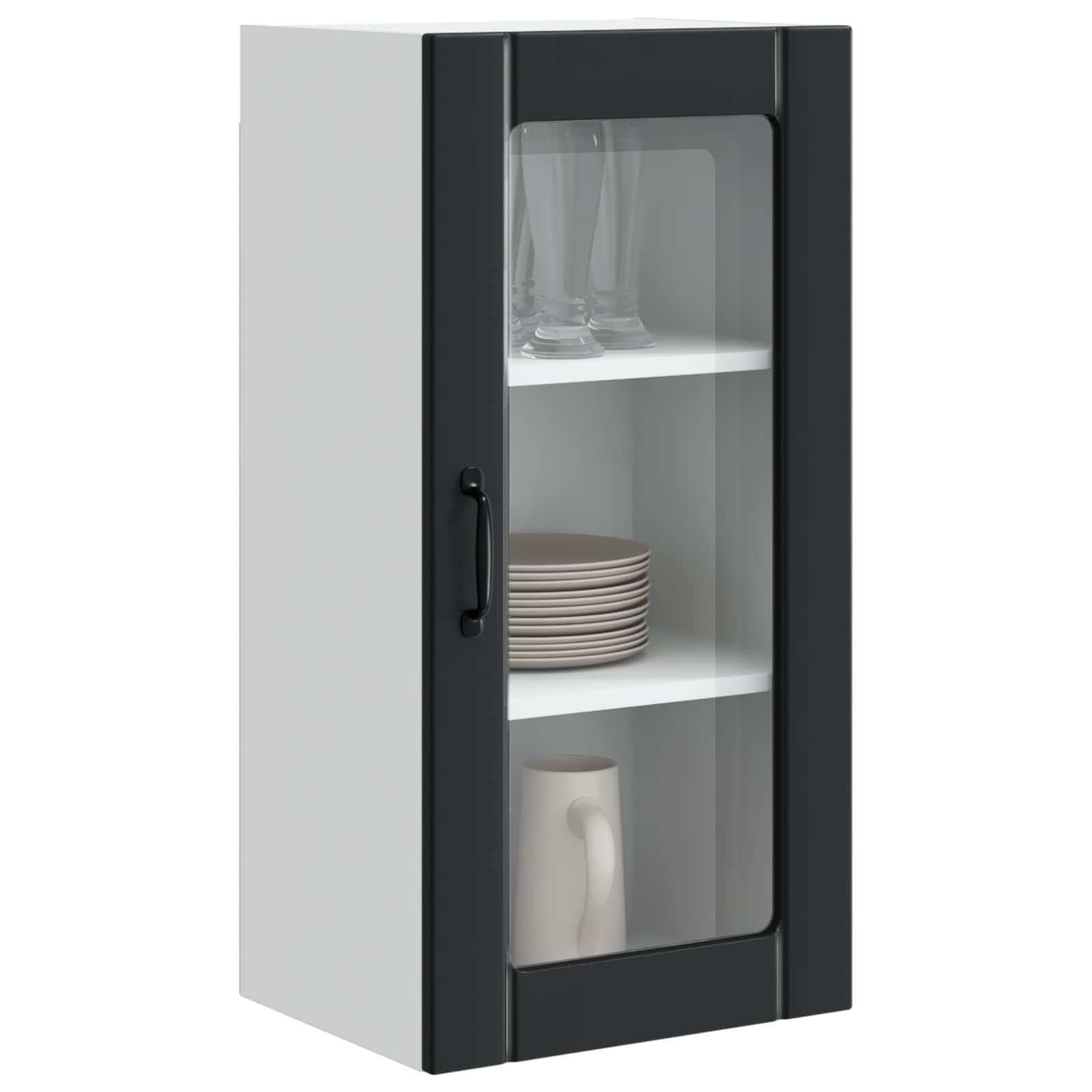 Wandglas-Schrank PORTO Schwarz 40 x 31 x 80 cm Holzwerkstoff