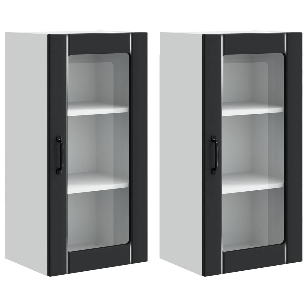Wandglas-Schränke PORTO 2 pcs Schwarz 40 x 31 x 80 cm