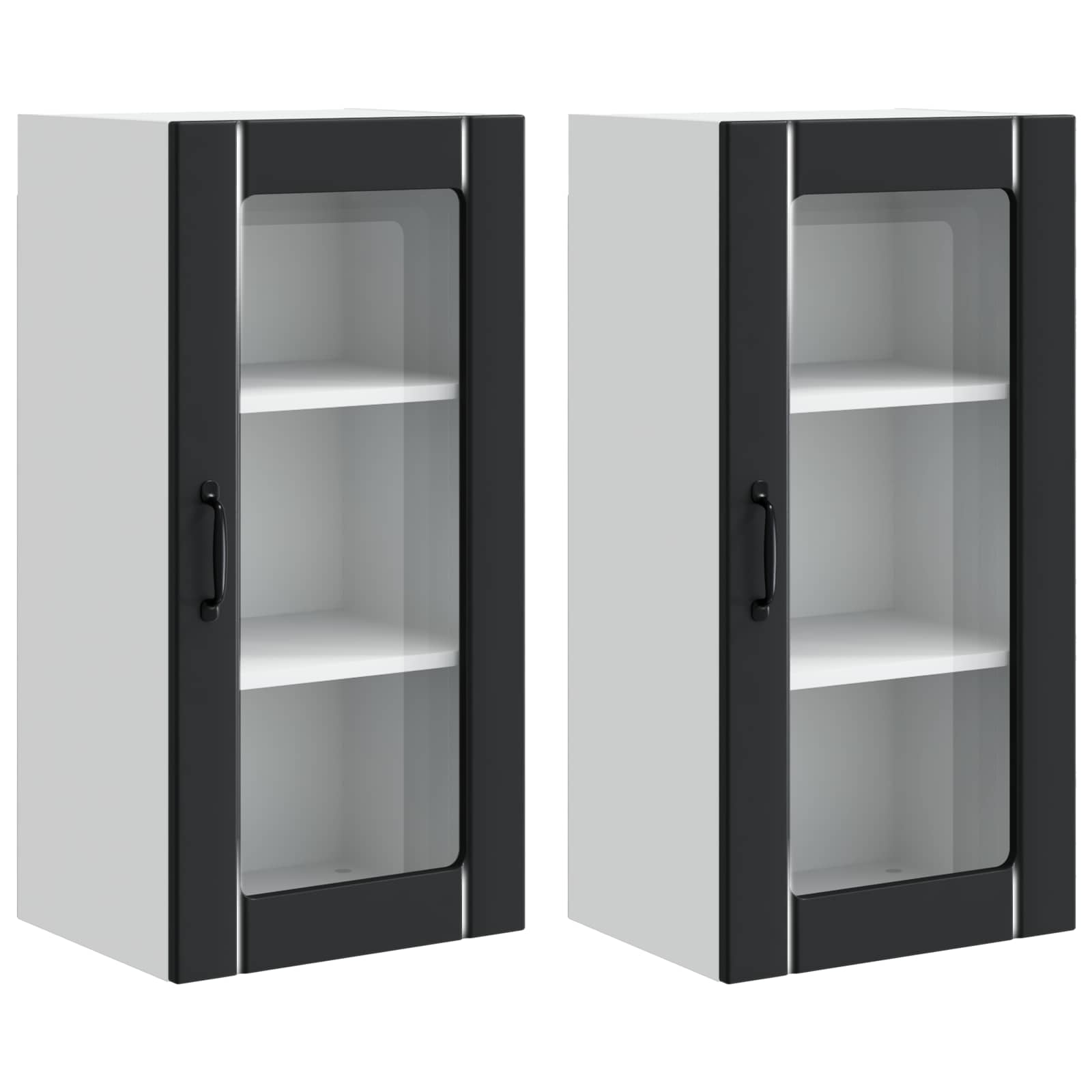 Wandglas-Schränke PORTO 2 pcs Schwarz 40 x 31 x 80 cm