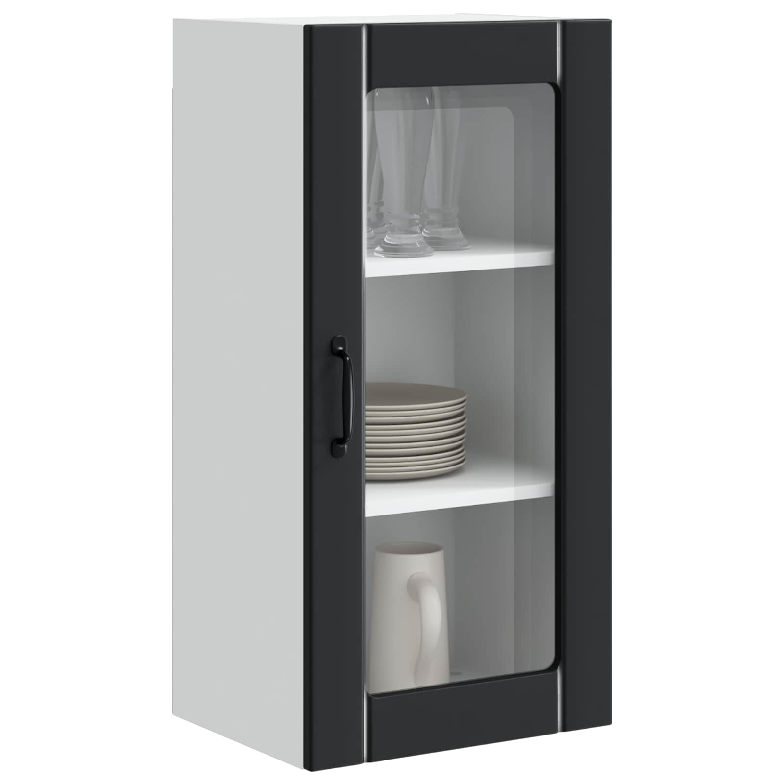 Wandglas-Schränke PORTO 2 pcs Schwarz 40 x 31 x 80 cm