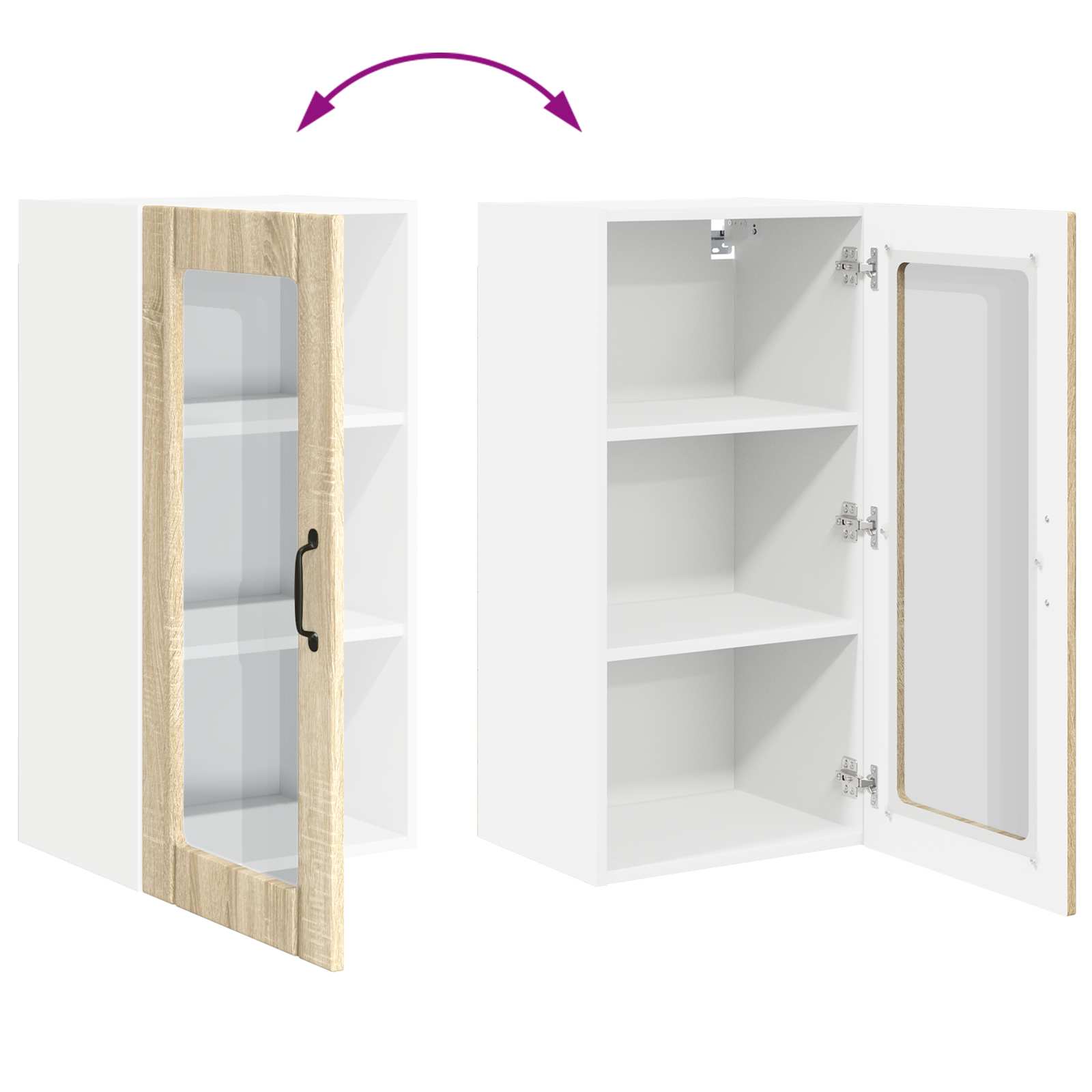 Wandglas-Schrank PORTO Sonoma-Eiche 40 x 31 x 80 cm