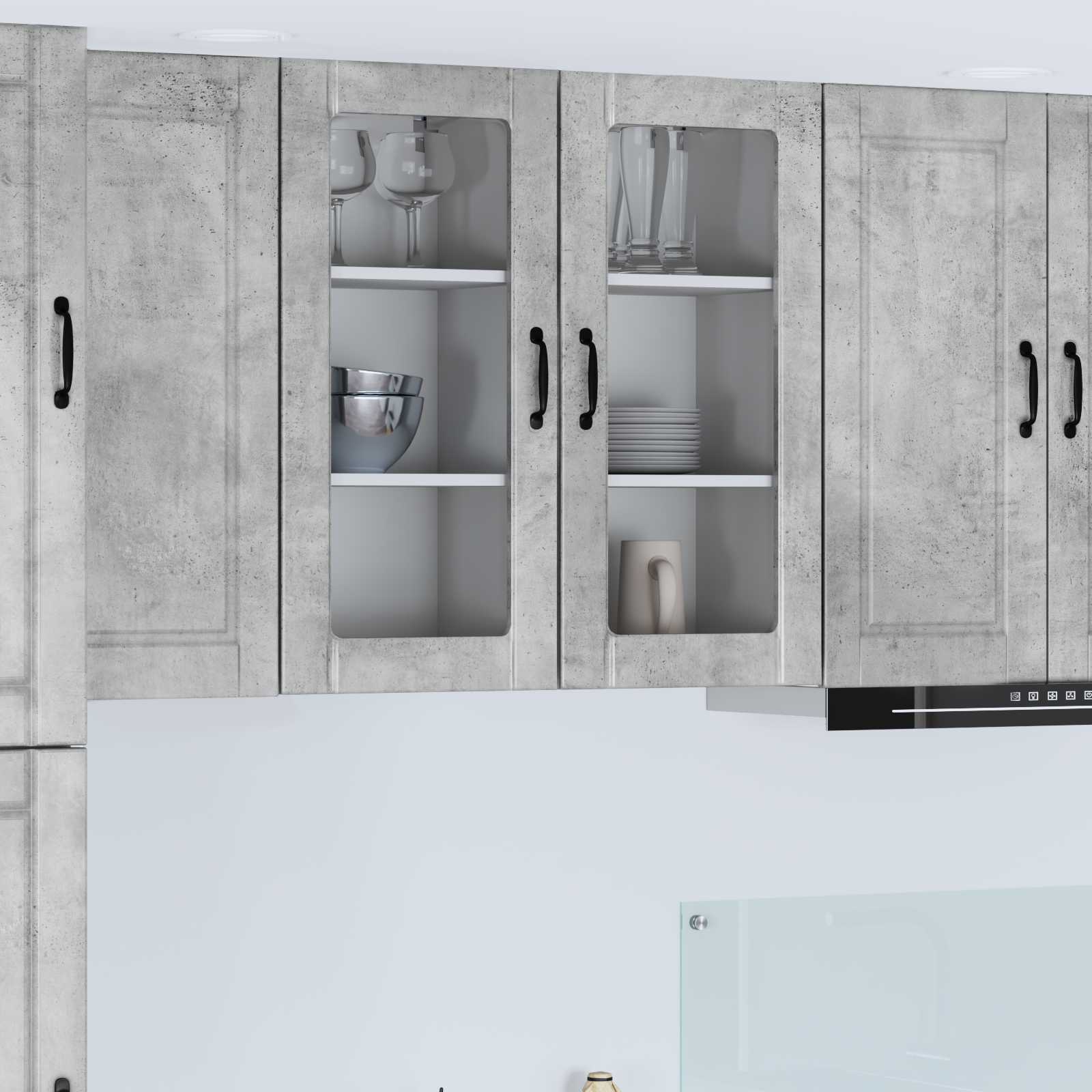 Wandglas-Schrank PORTO Beton Grau 40 x 31 x 80 cm Holzwerkstoff