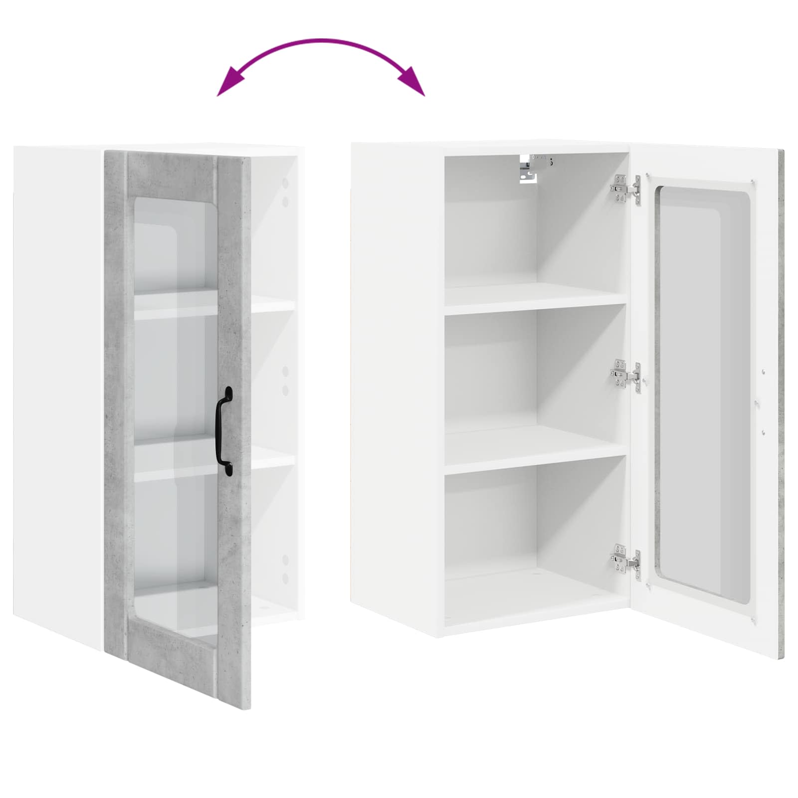 Wandglas-Schrank PORTO Beton Grau 40 x 31 x 80 cm Holzwerkstoff