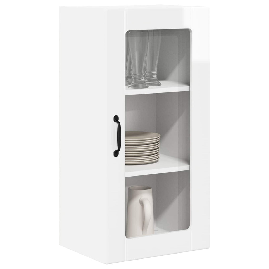Wandglas-Schrank PORTO Hochglanz Weiß 40 x 31 x 80 cm