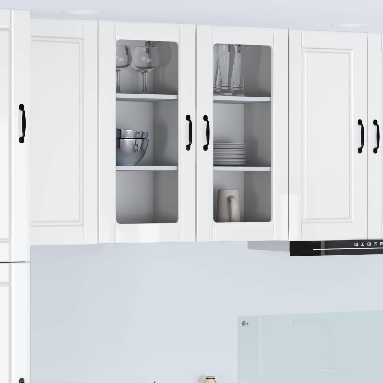 Wandglas-Schrank PORTO 2 pcs Hochglanz Weiß 40 x 31 x 80 cm