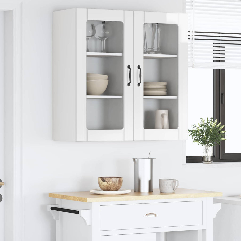 Wandglas-Schrank PORTO 2 pcs Hochglanz Weiß 40 x 31 x 80 cm