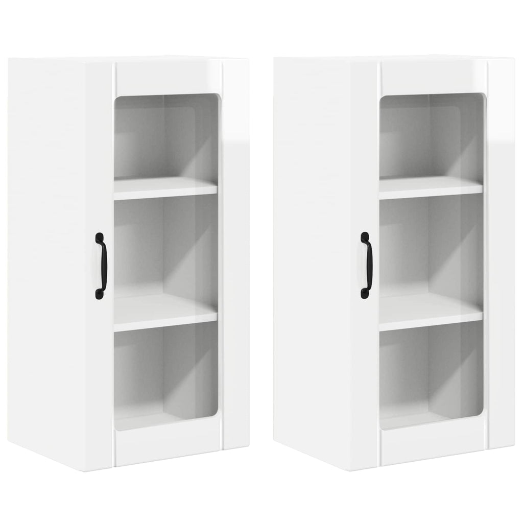 Wandglas-Schrank PORTO 2 pcs Hochglanz Weiß 40 x 31 x 80 cm