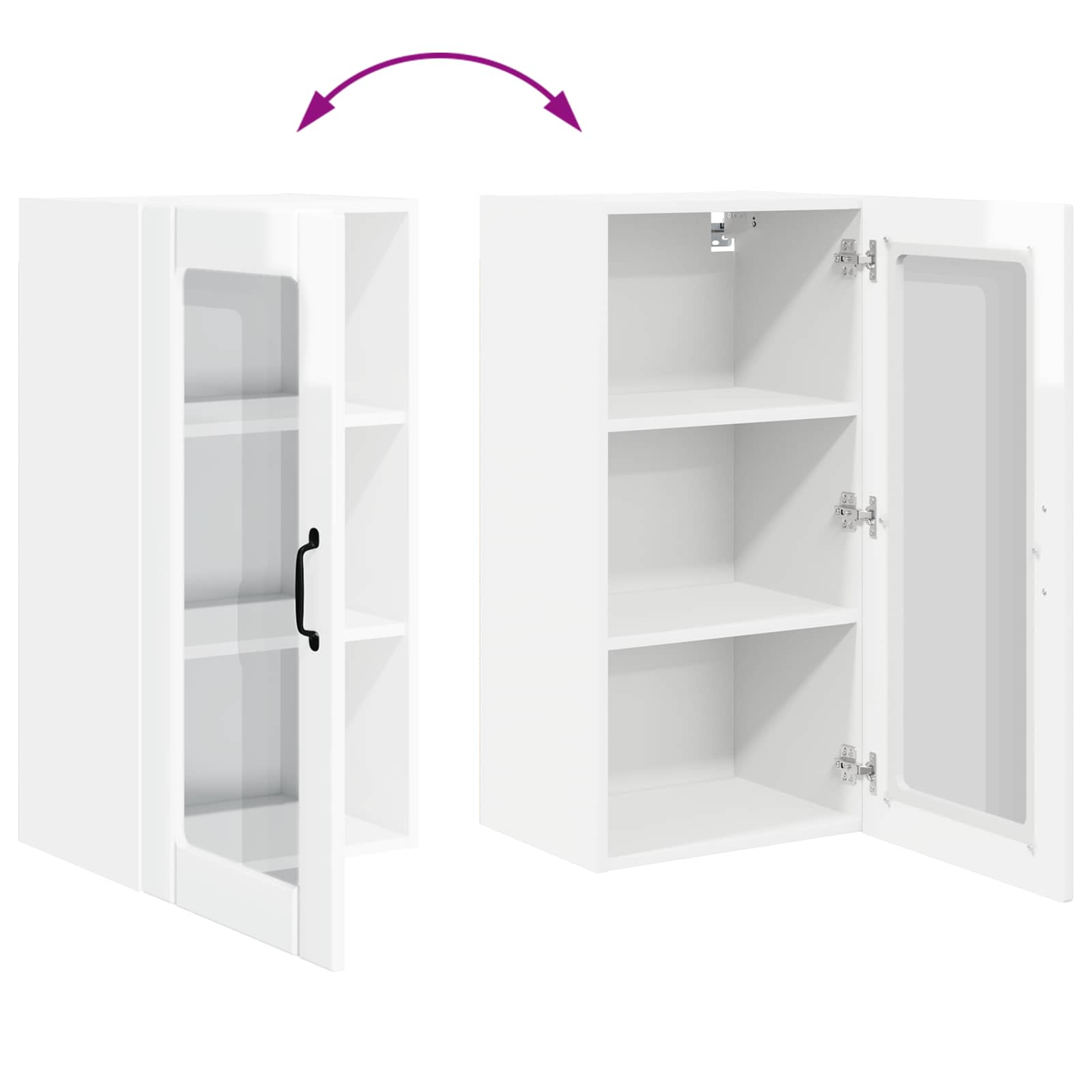 Wandglas-Schrank PORTO 2 pcs Hochglanz Weiß 40 x 31 x 80 cm