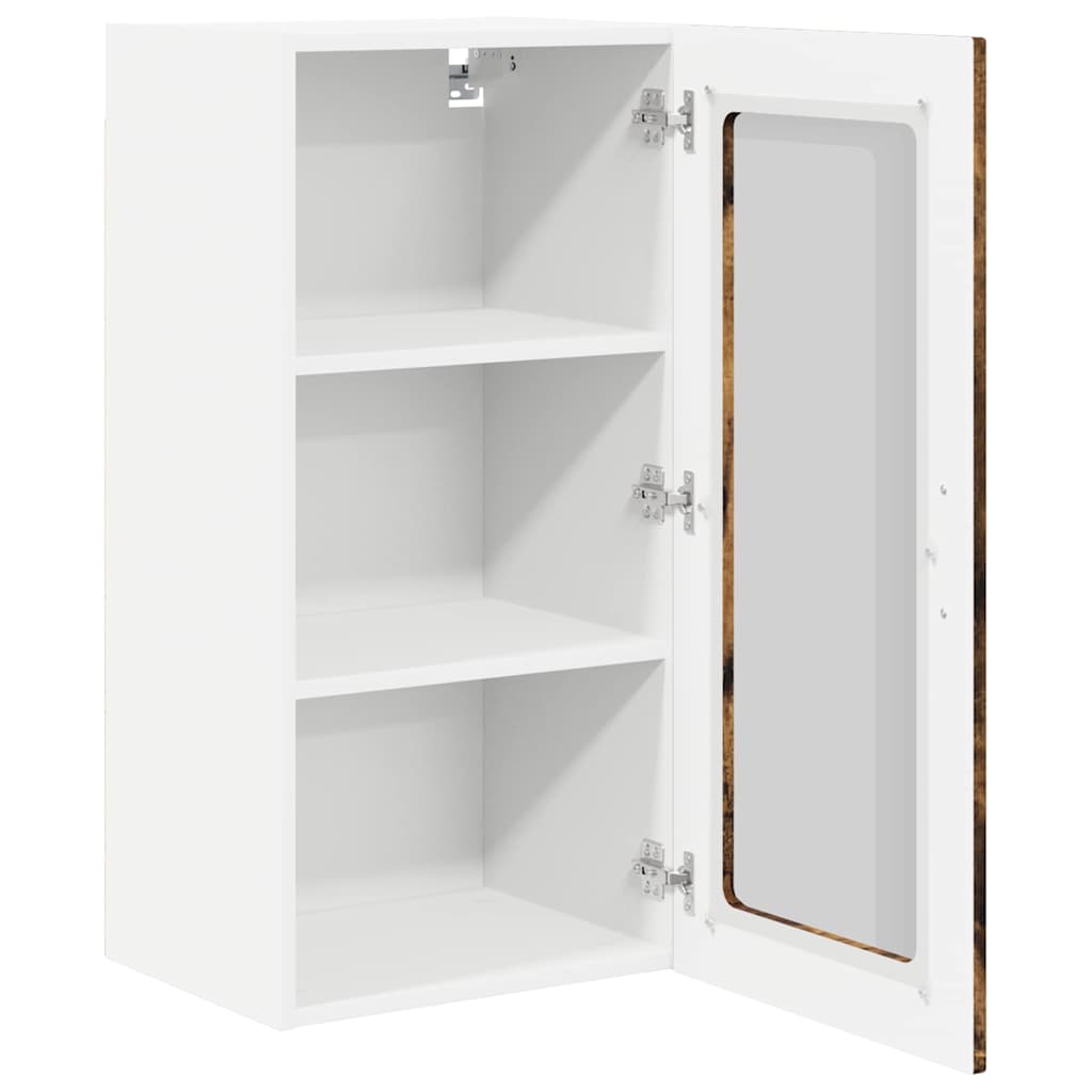 Wandglas-Schrank PORTO Geräucherte Eiche 40 x 31 x 80 cm