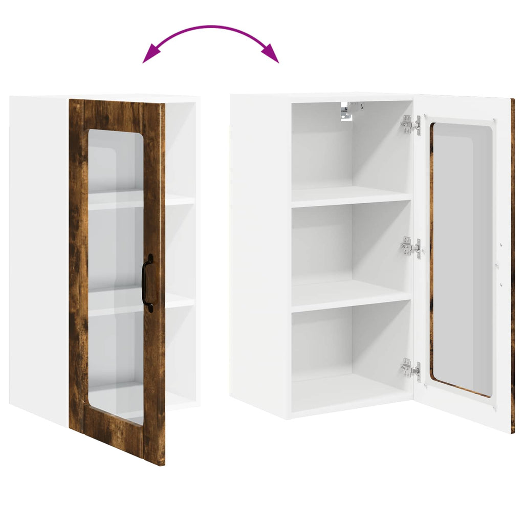 Wandglas-Schrank PORTO Geräucherte Eiche 40 x 31 x 80 cm