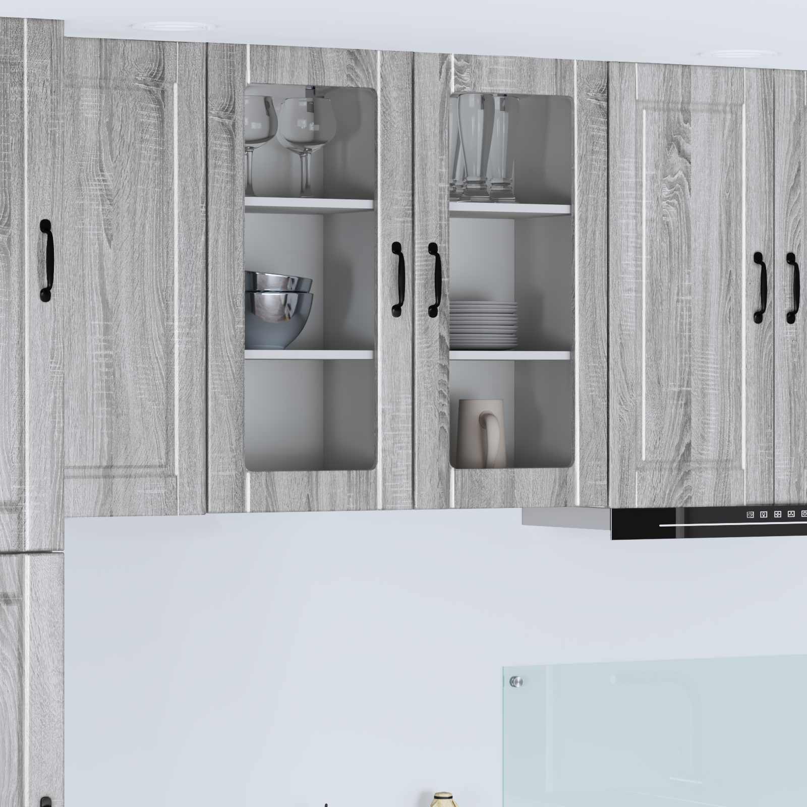 Wandglas-Schrank PORTO Graues Sonoma 40 x 31 x 80 cm