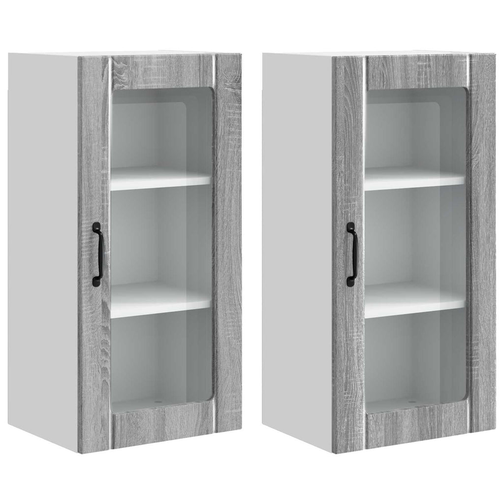 Wandglas-Schrank PORTO 2 pcs Graues Sonoma 40 x 31 x 80 cm