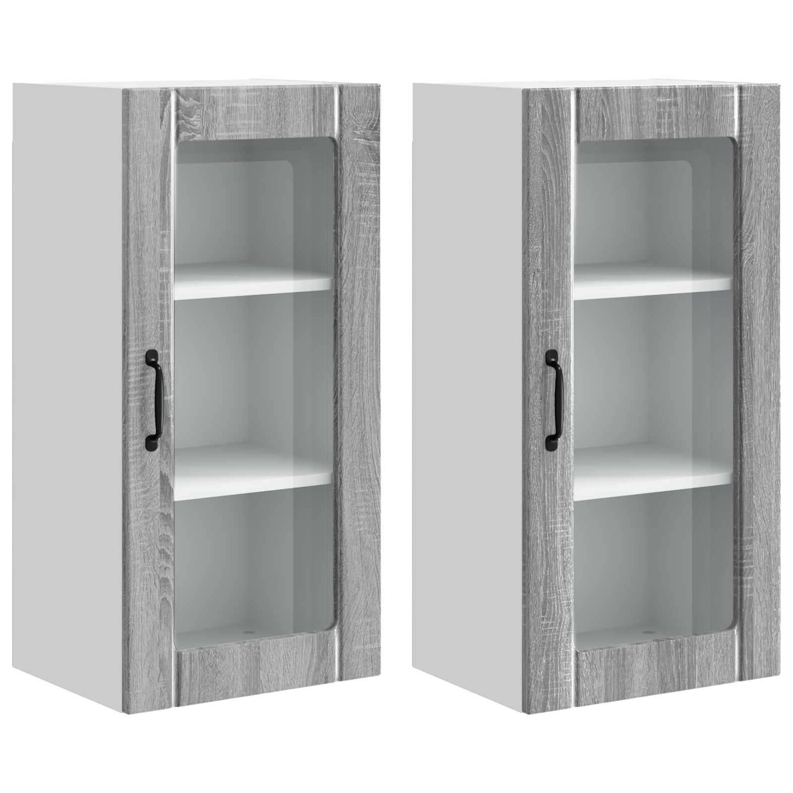 Wandglas-Schrank PORTO 2 pcs Graues Sonoma 40 x 31 x 80 cm