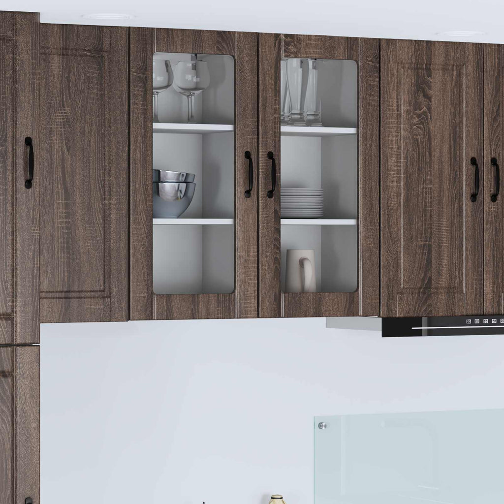 Wandglas-Schrank PORTO Braun Eichen-Optik 40 x 31 x 80 cm