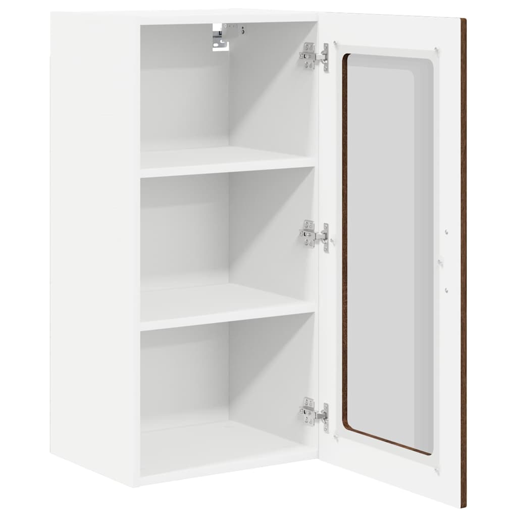 Wandglas-Schrank PORTO Braun Eichen-Optik 40 x 31 x 80 cm
