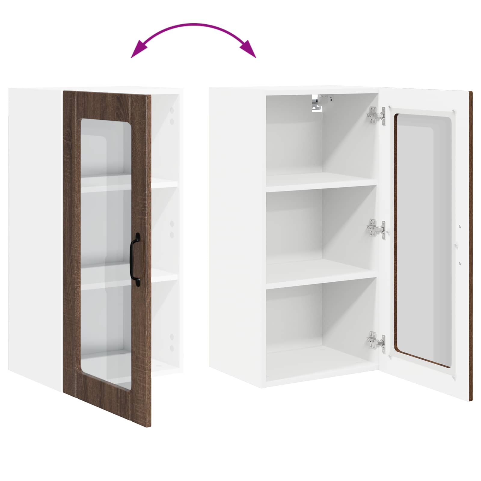 Wandglas-Schrank PORTO Braun Eichen-Optik 40 x 31 x 80 cm
