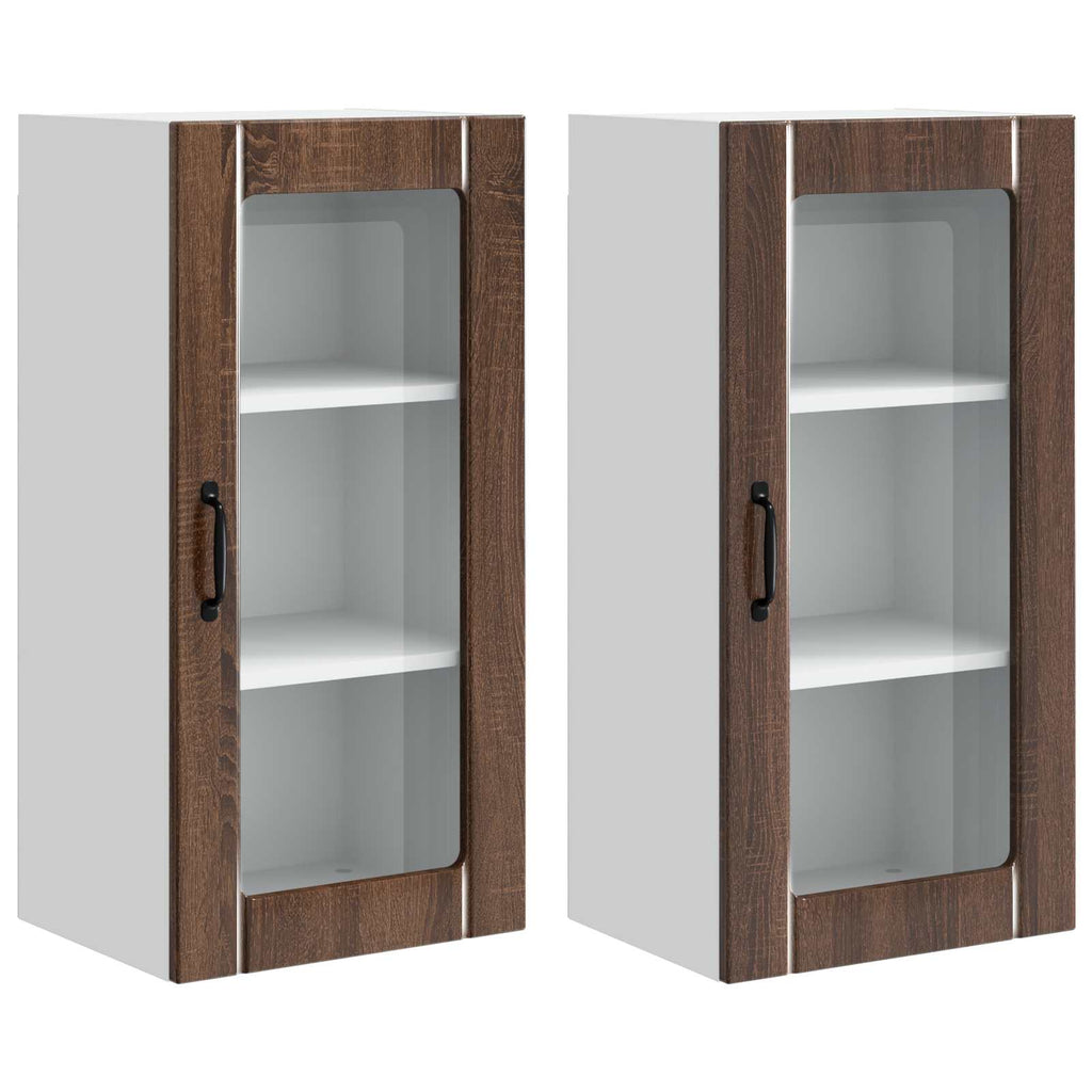 Wandglas-Schrank PORTO 2 pcs Braun Eichen-Optik 40 x 31 x 80 cm