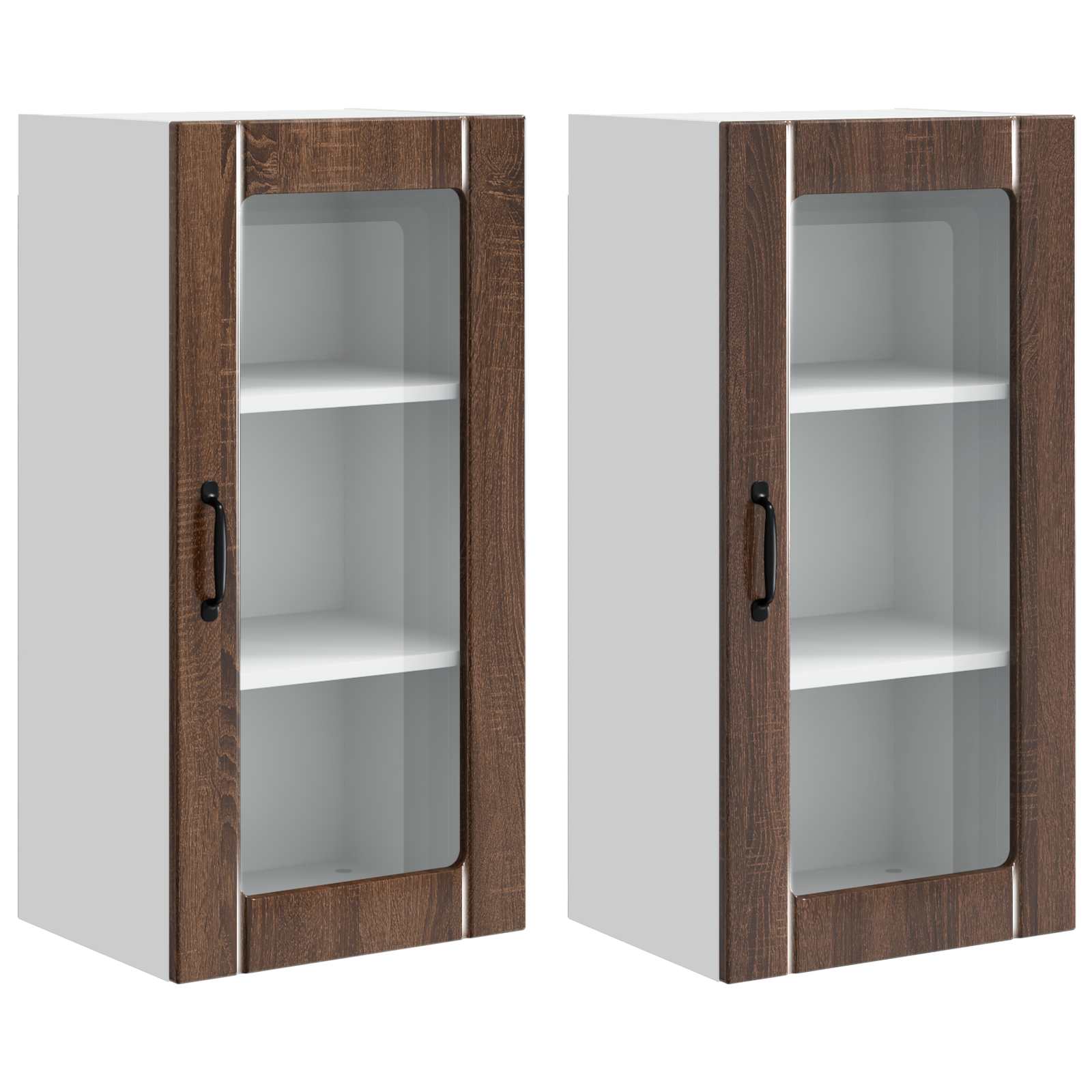 Wandglas-Schrank PORTO 2 pcs Braun Eichen-Optik 40 x 31 x 80 cm