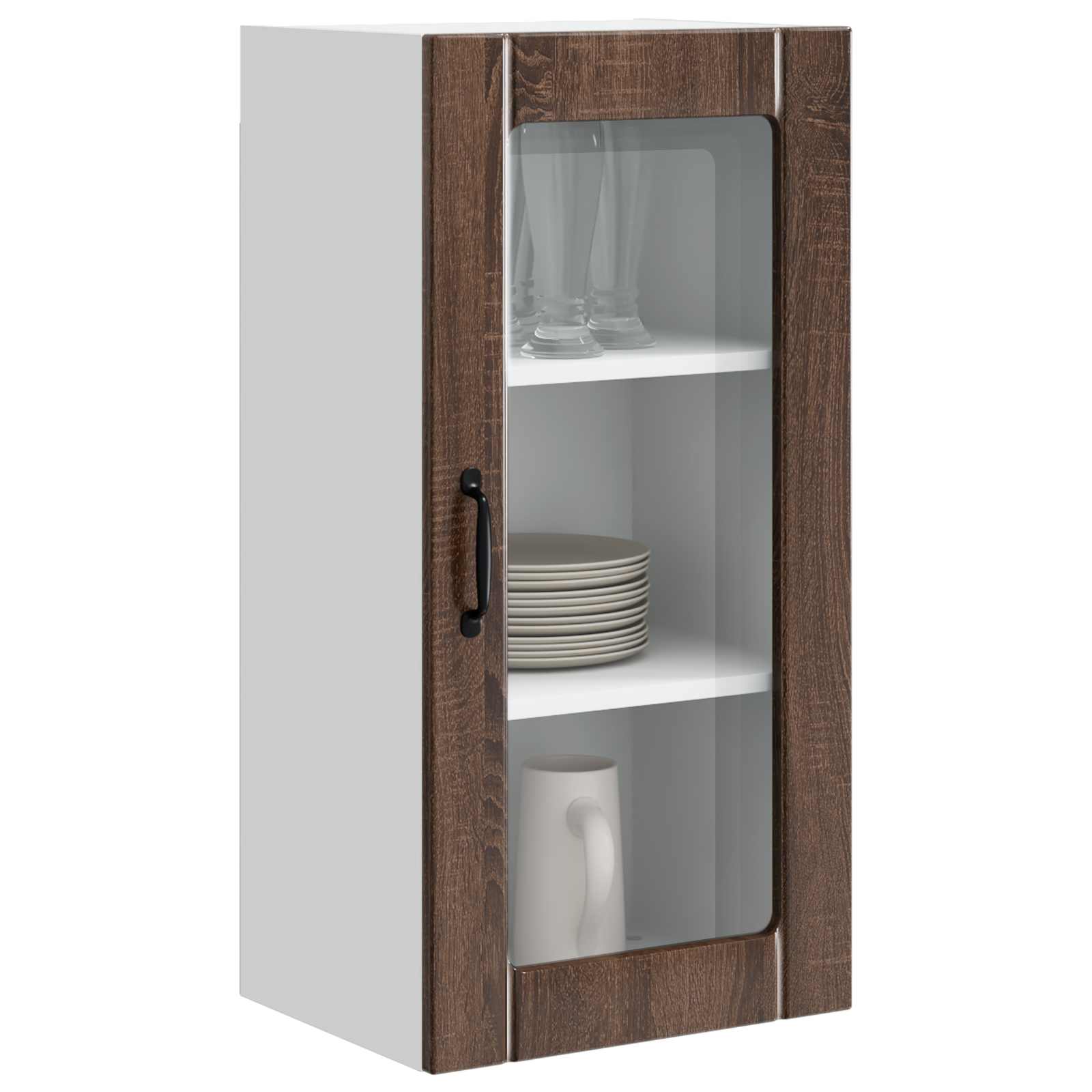 Wandglas-Schrank PORTO 2 pcs Braun Eichen-Optik 40 x 31 x 80 cm