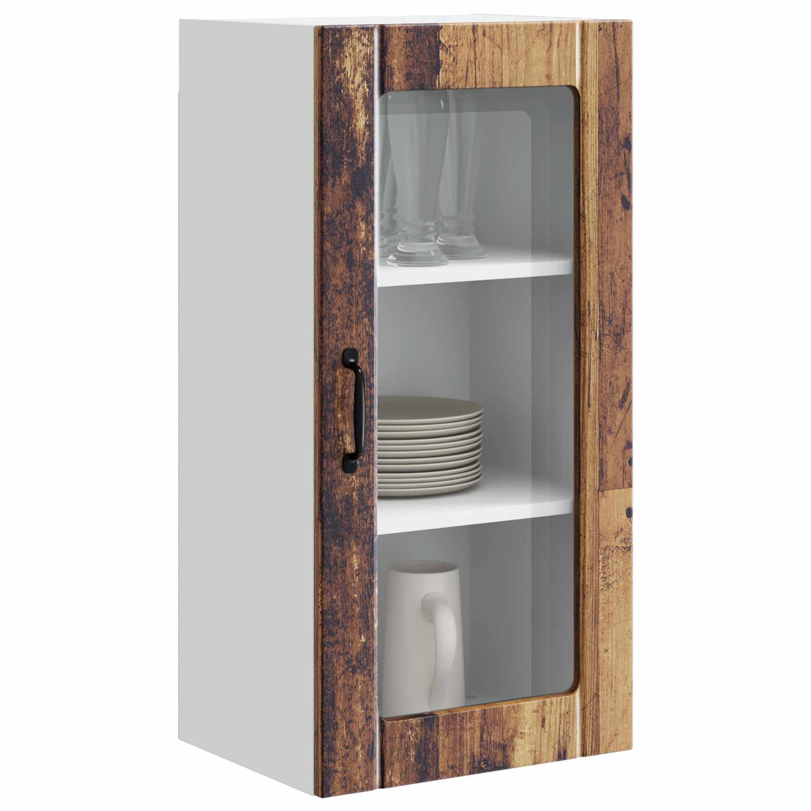 Wandglas-Schrank PORTO Altholz 40 x 31 x 80 cm Holzwerkstoff