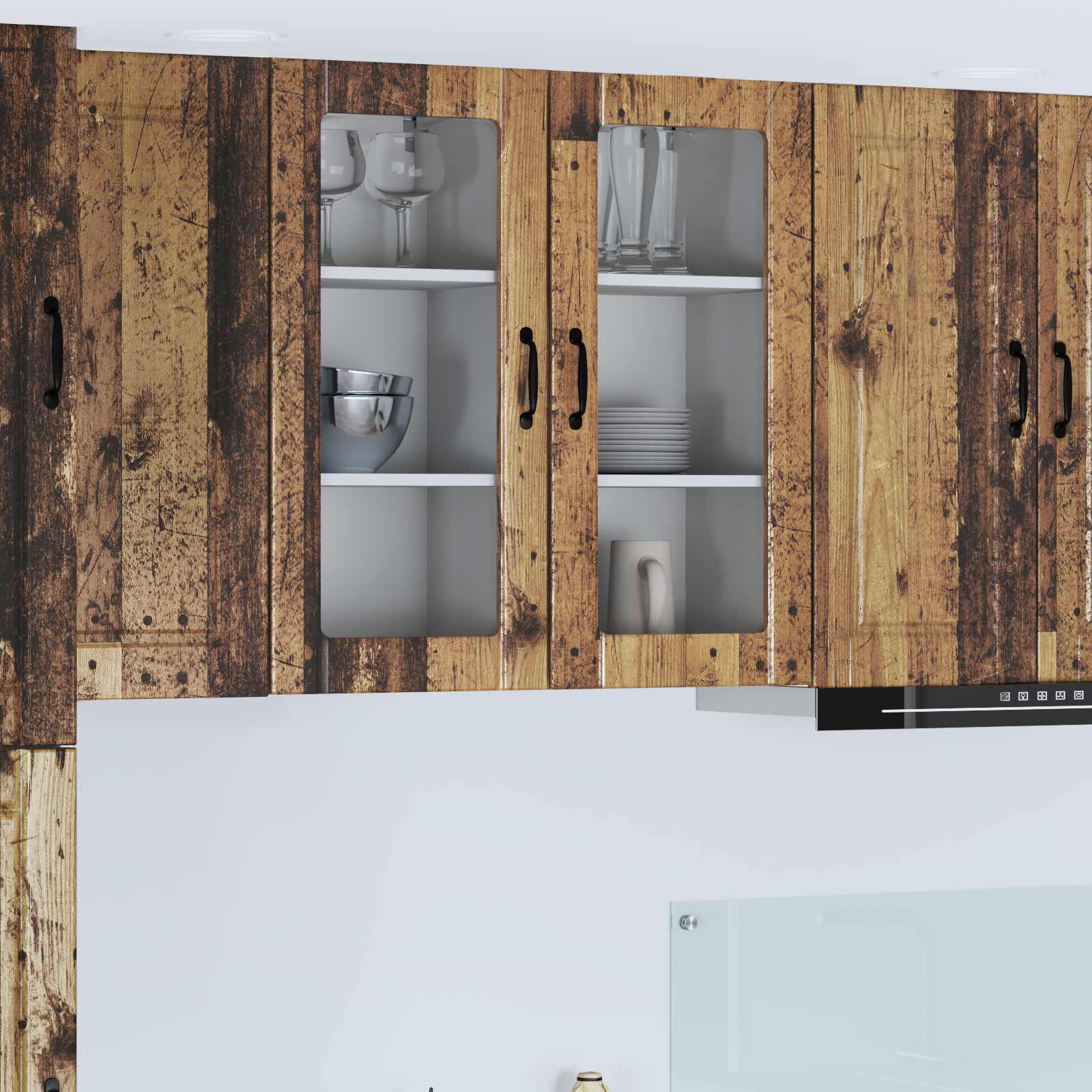 Wandglas-Schrank PORTO 2 pcs Altholz 40 x 31 x 80 cm