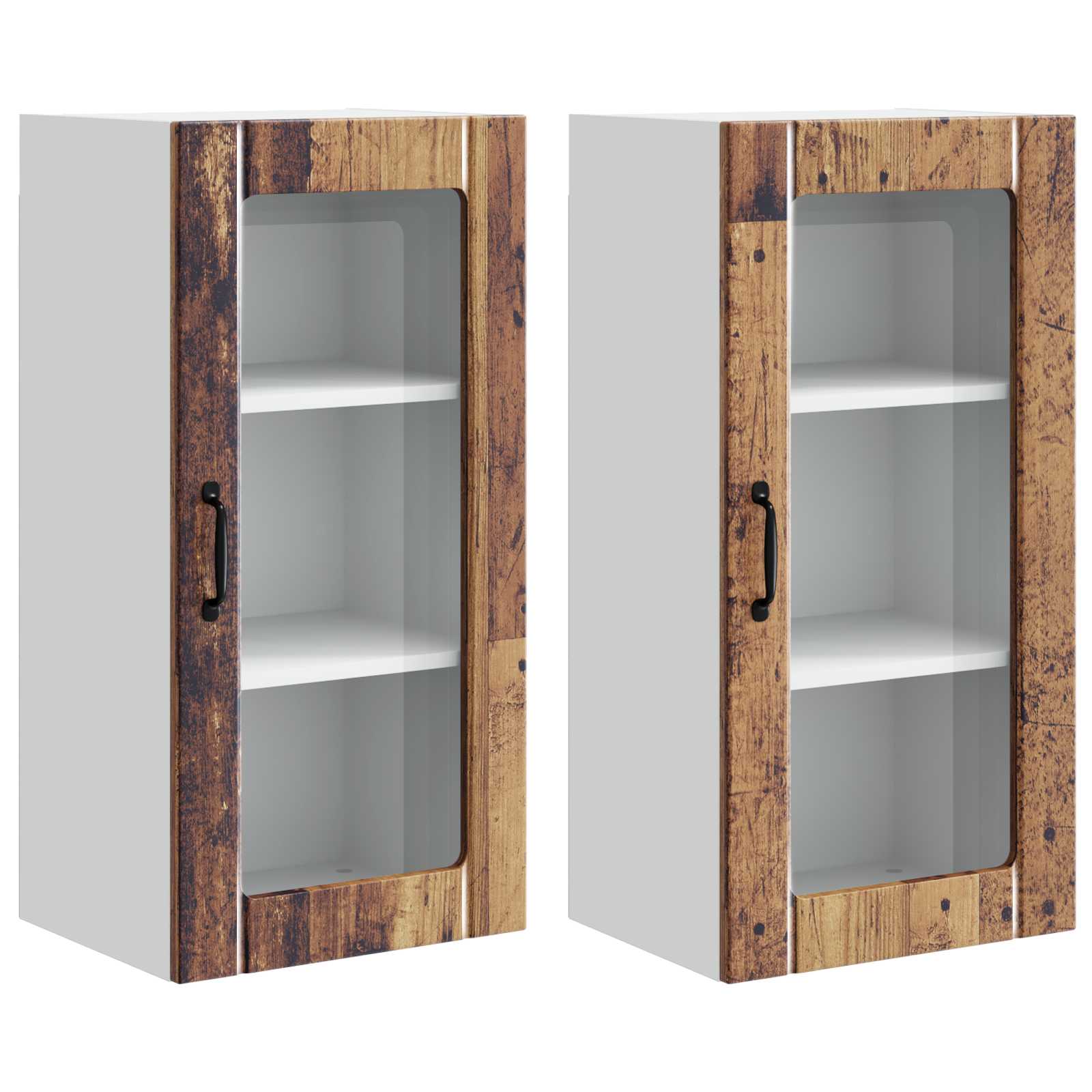 Wandglas-Schrank PORTO 2 pcs Altholz 40 x 31 x 80 cm