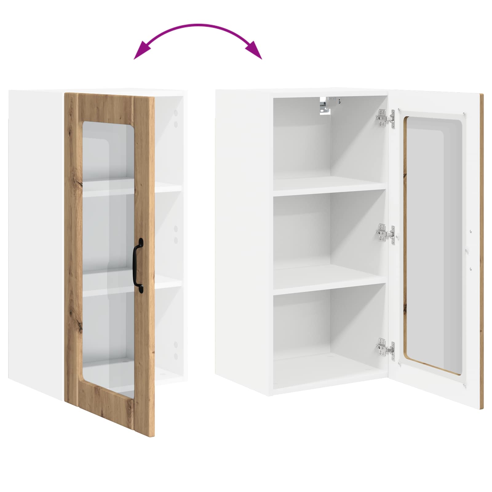 Wandglas-Schrank PORTO Artisan-Eiche 40 x 31 x 80 cm