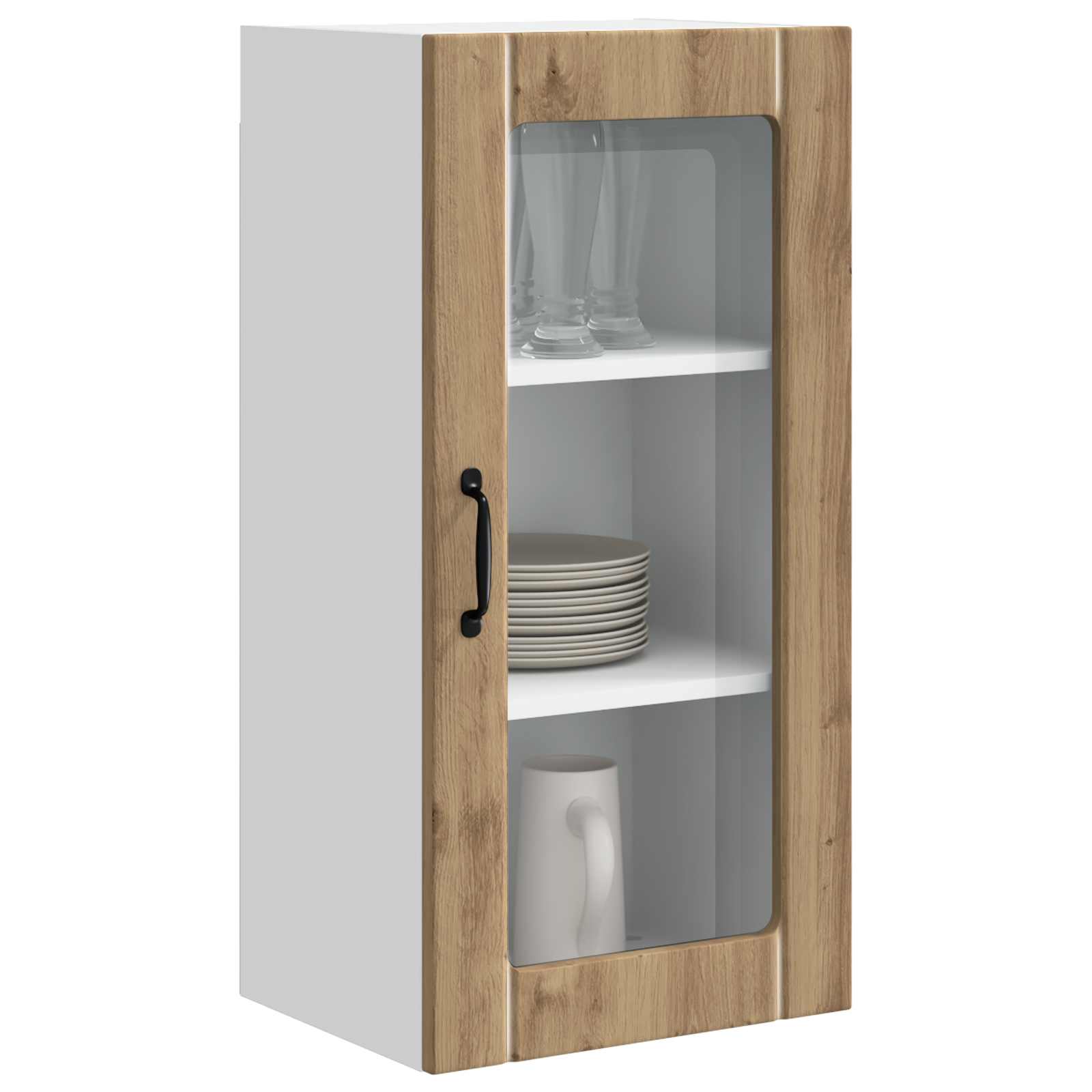 Wandglas-Schrank PORTO Artisan-Eiche 40 x 31 x 80 cm