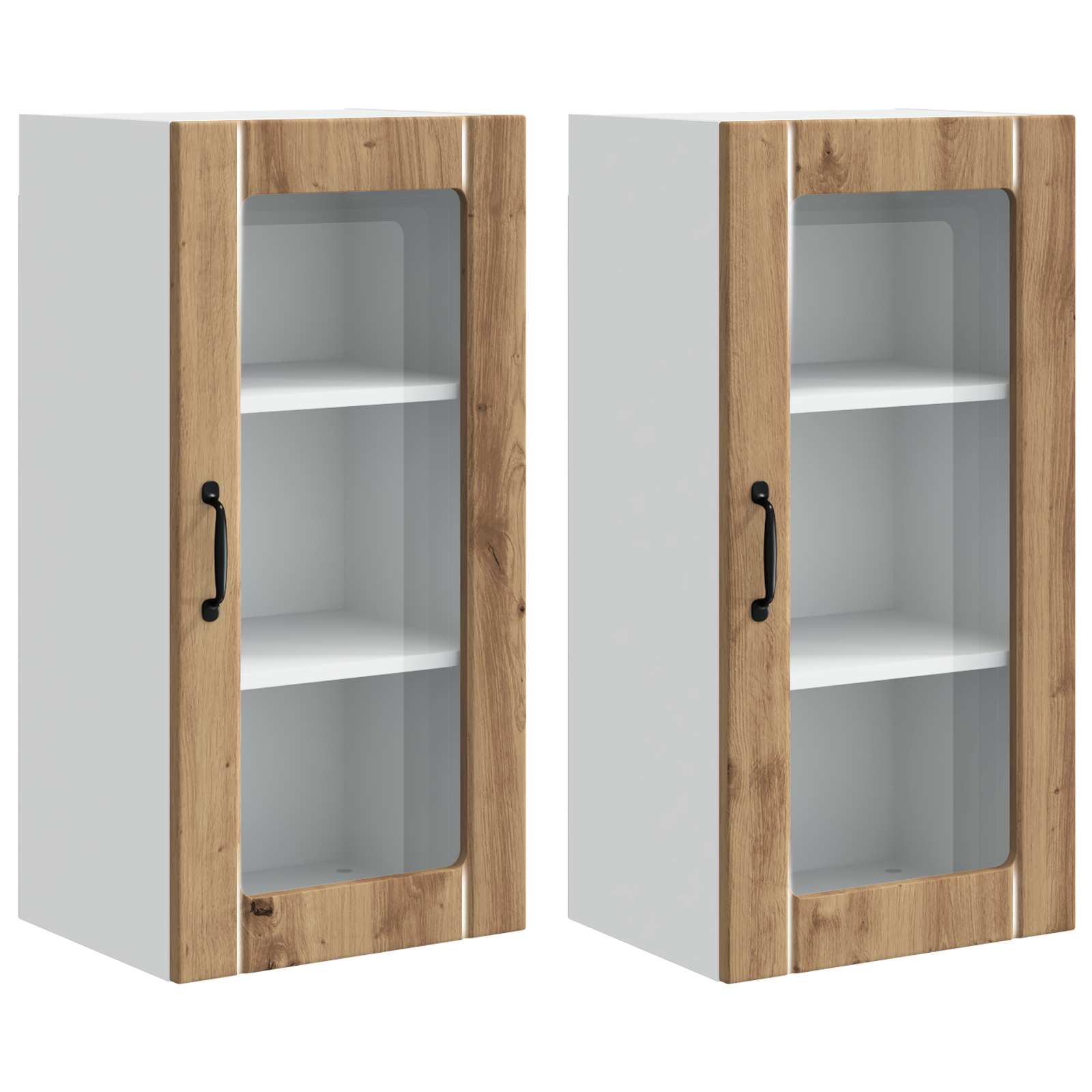 Wandglas-Schrank PORTO 2 pcs Artisan-Eiche 40 x 31 x 80 cm
