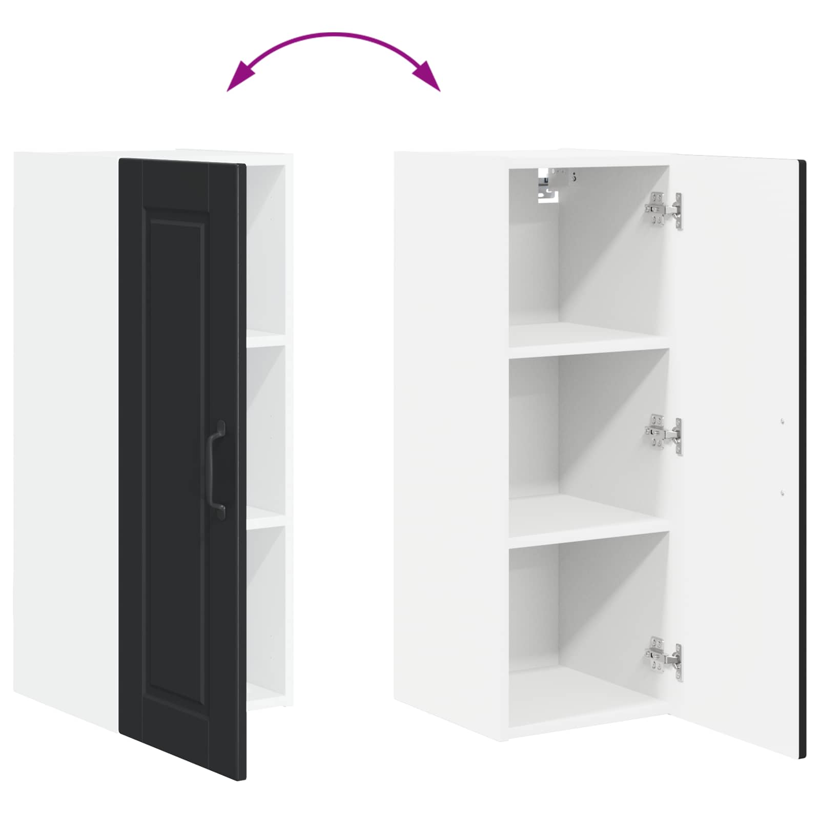 Wandschrank PORTO Schwarz 30 x 31 x 80 cm Holzwerkstoff