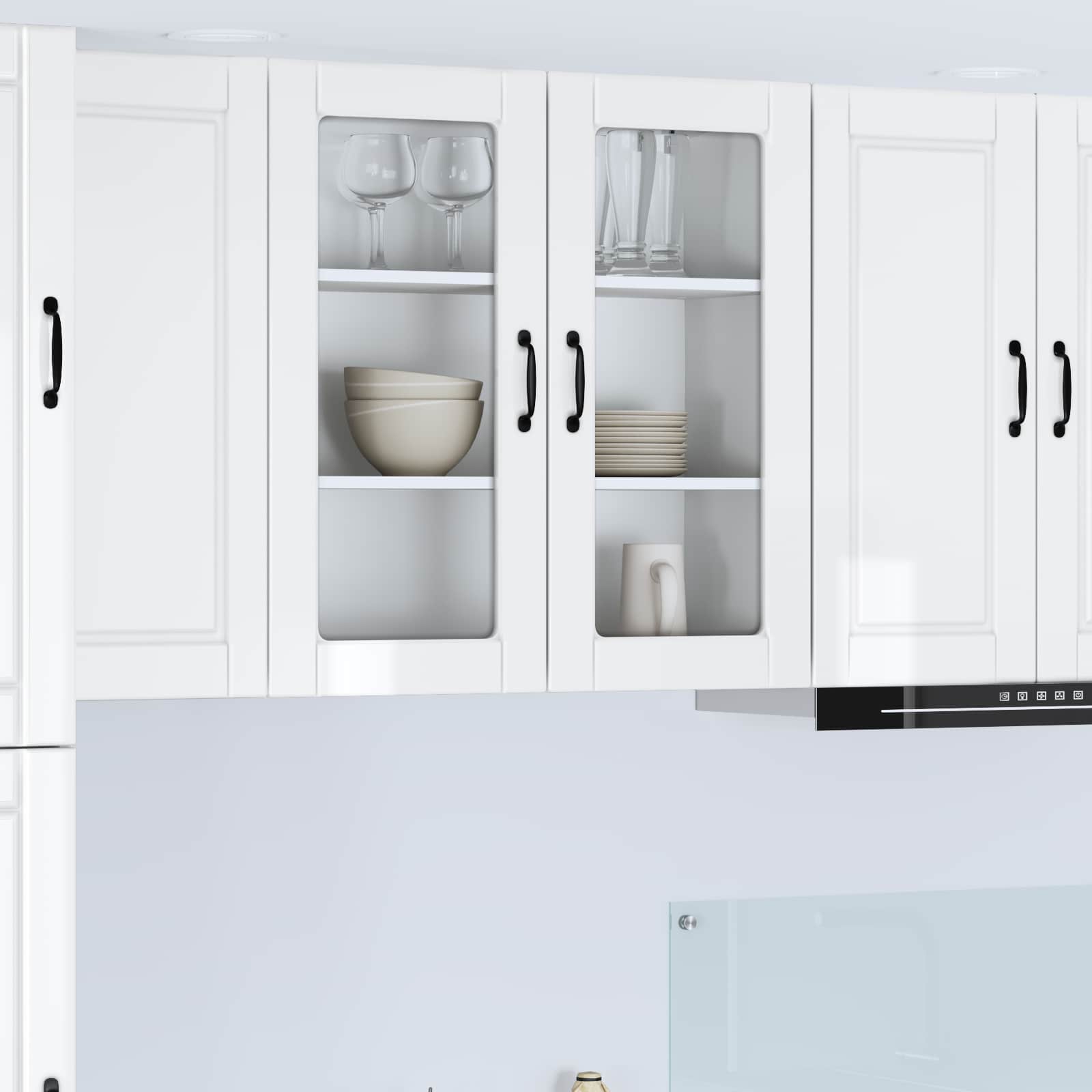 Wandglas-Schrank PORTO Hochglanz Weiß 80 x 31 x 80 cm